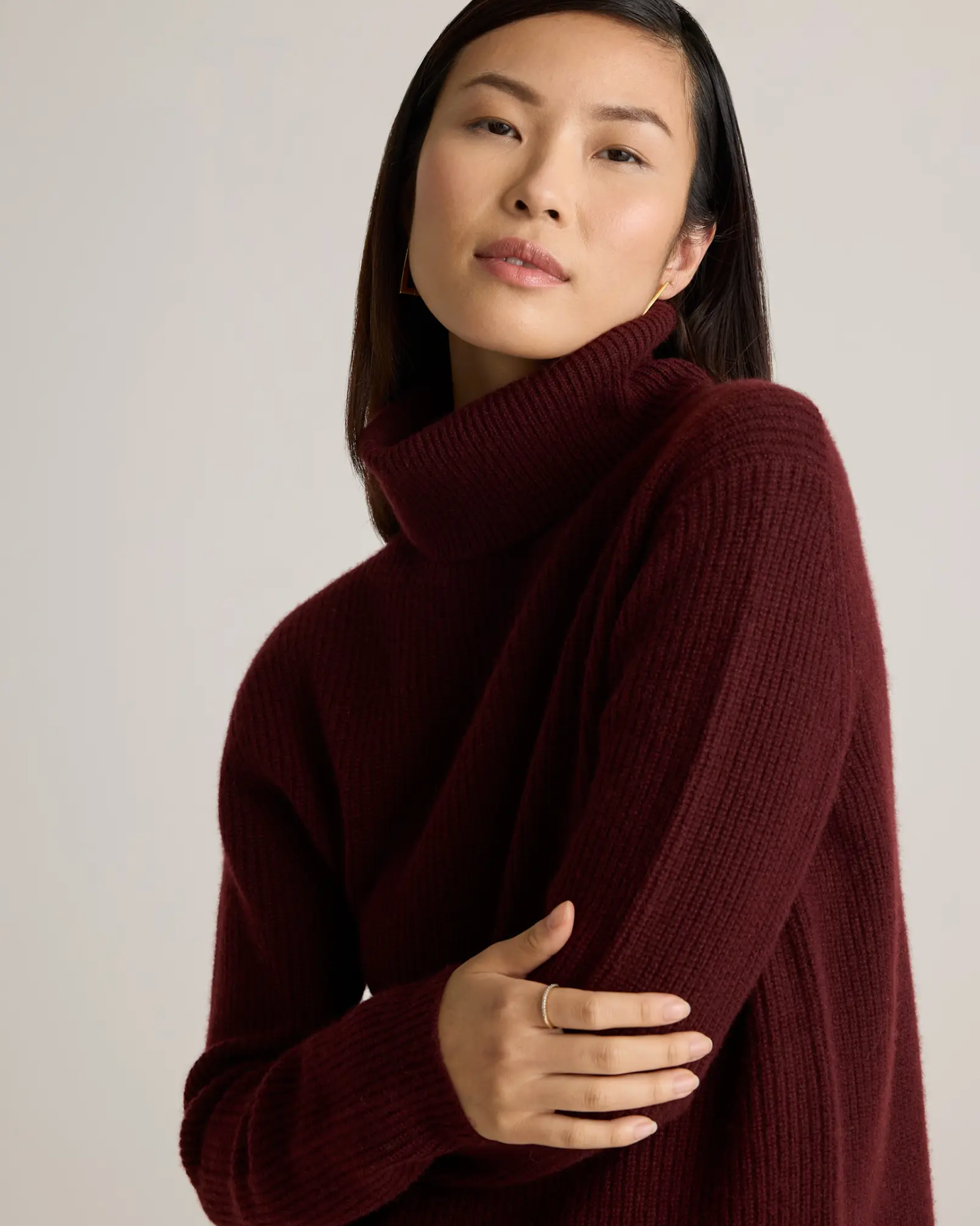 Mongolian Cashmere Fisherman Turtleneck Sweater - Image 2