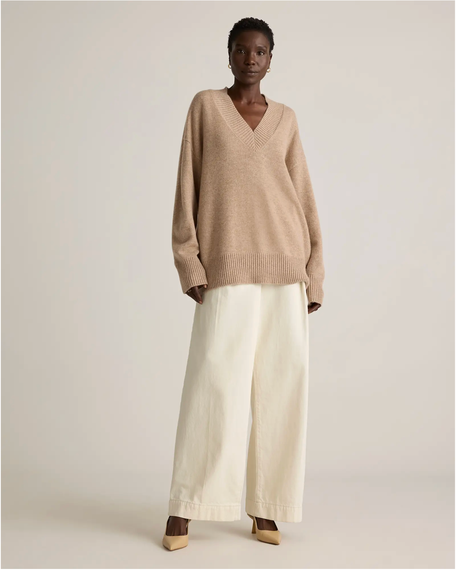 Mongolian Cashmere Oversized V-Neck Sweater - Image 2