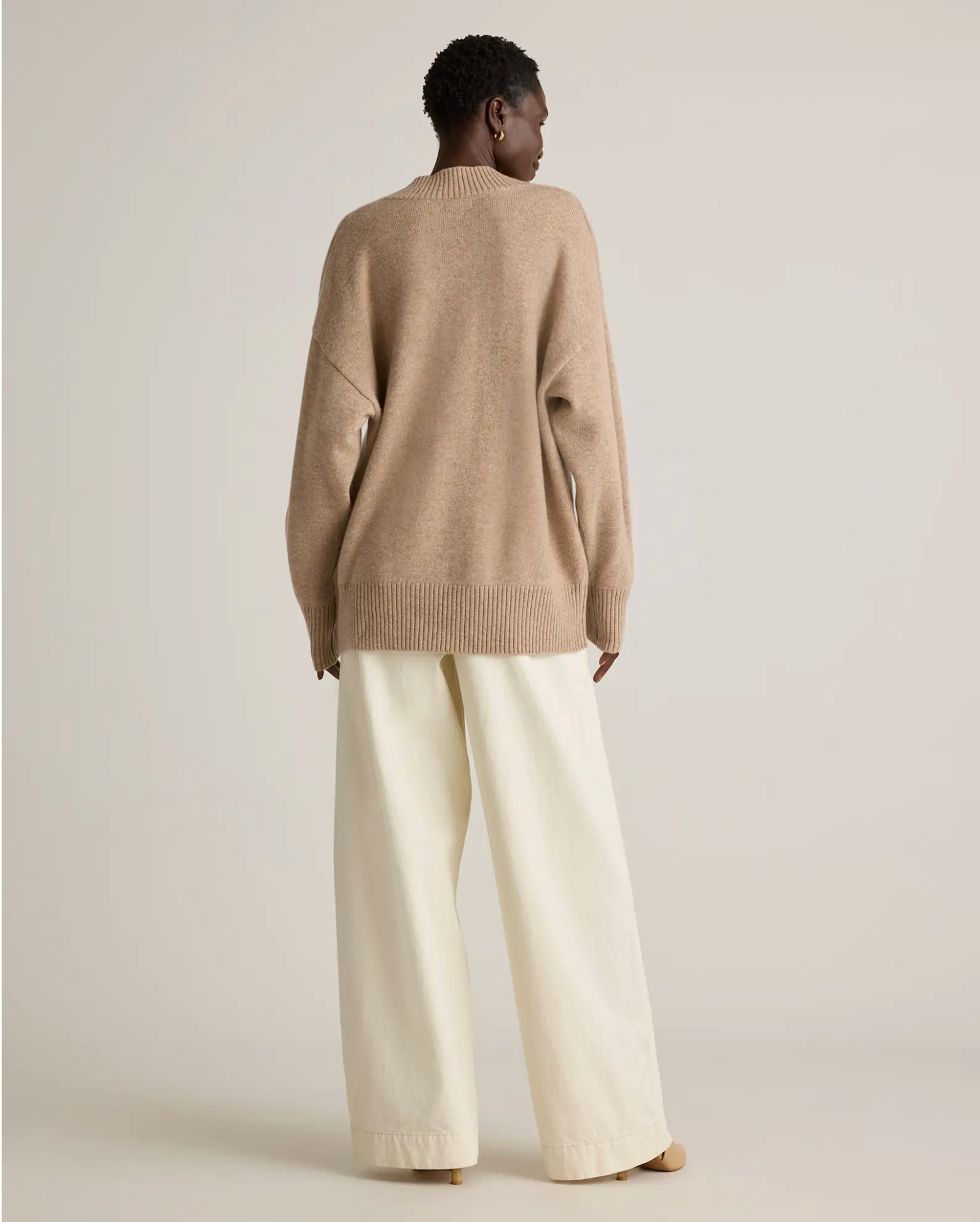 Mongolian Cashmere Oversized V-Neck Sweater - Image 6