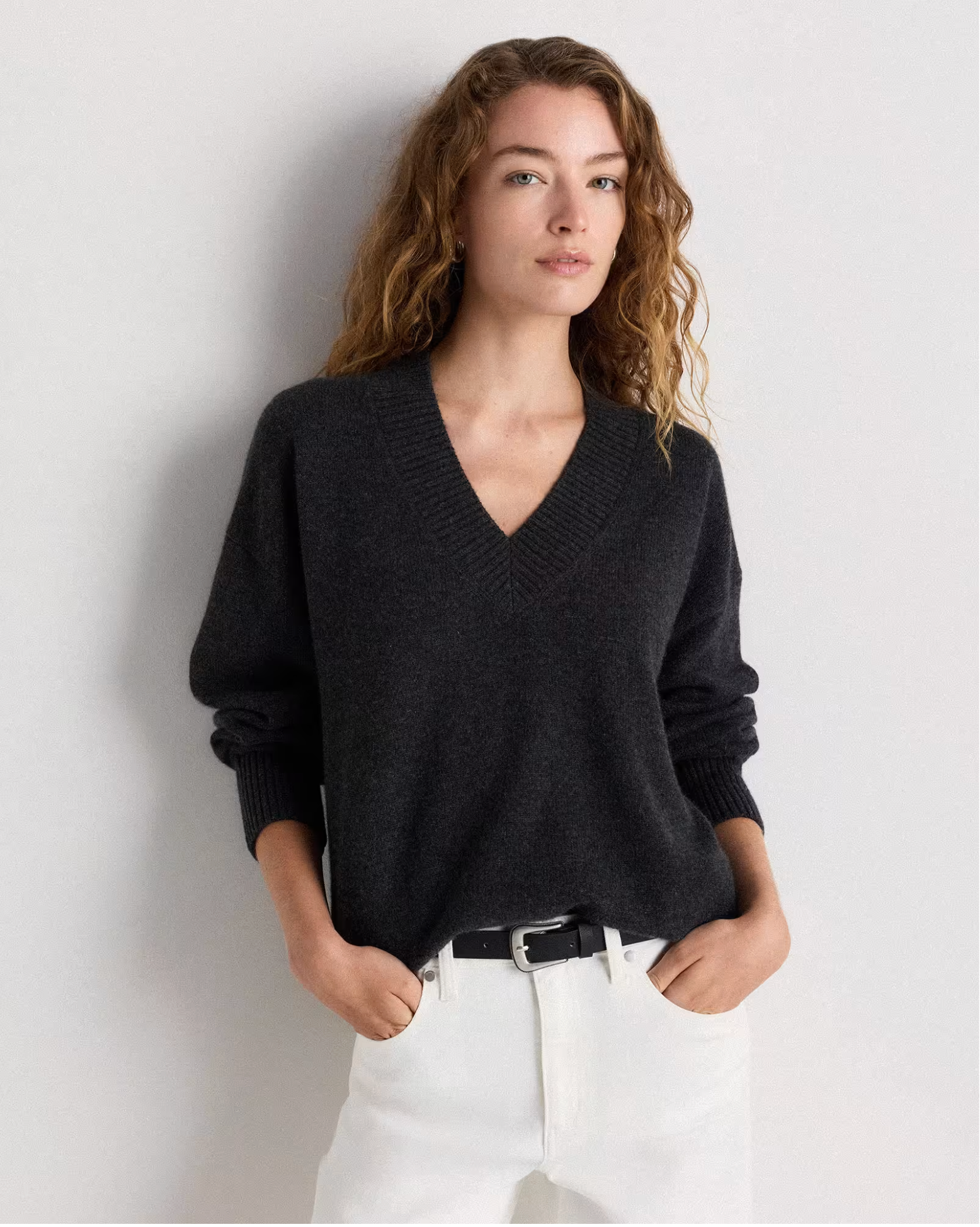 Mongolian Cashmere Oversized V-Neck Sweater - Image 8