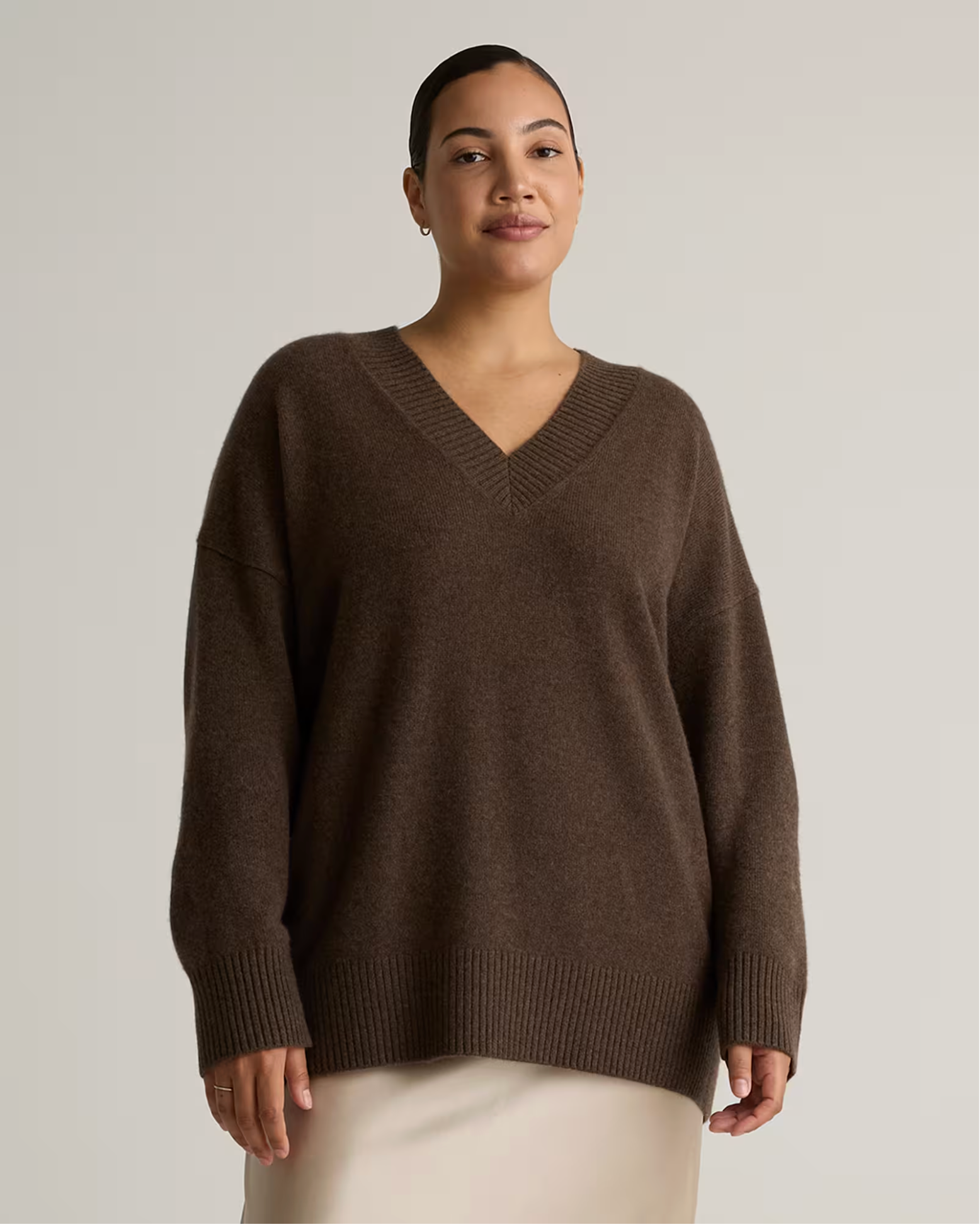 Mongolian Cashmere Oversized V-Neck Sweater - Image 10