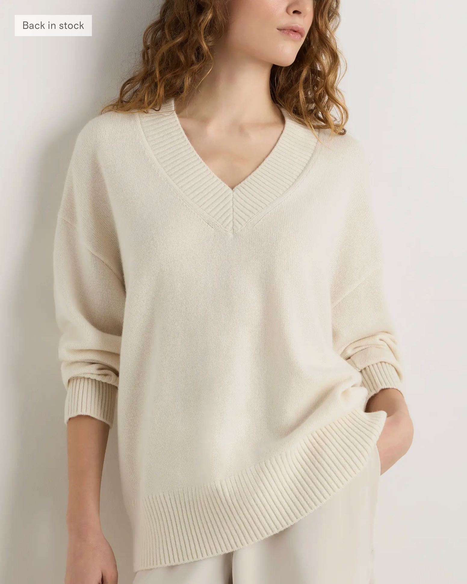 Mongolian Cashmere Oversized V-Neck Sweater - Image 12