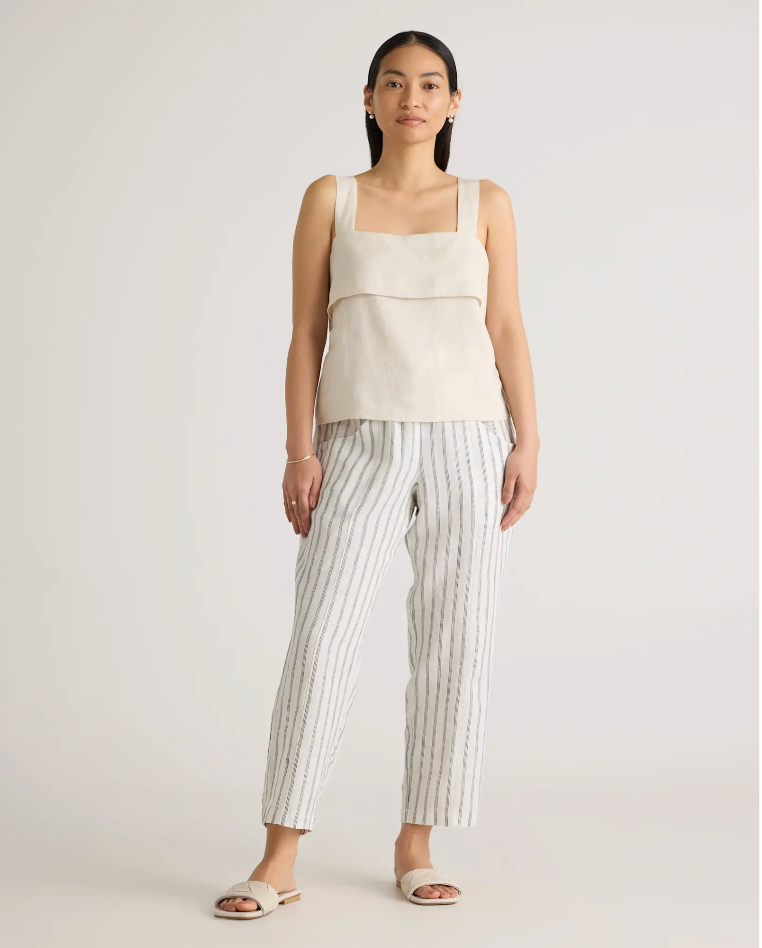 European Linen Tapered Ankle Pants - Image 2