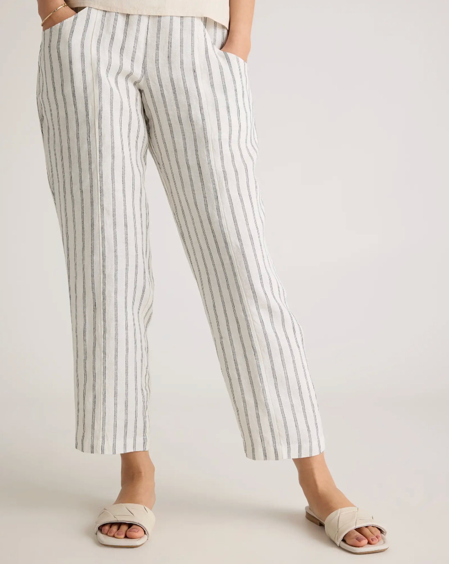 European Linen Tapered Ankle Pants - Image 3