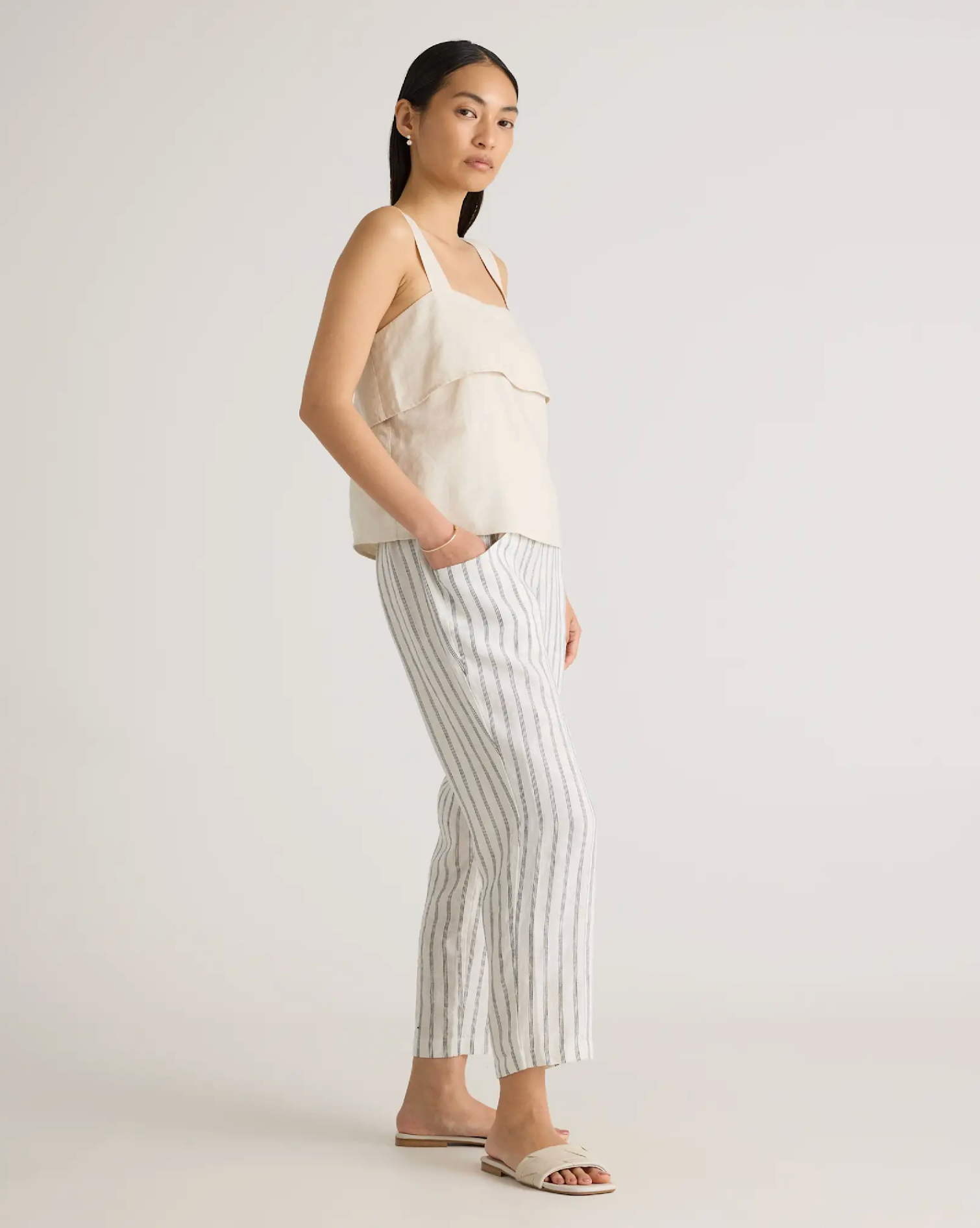 European Linen Tapered Ankle Pants - Image 4