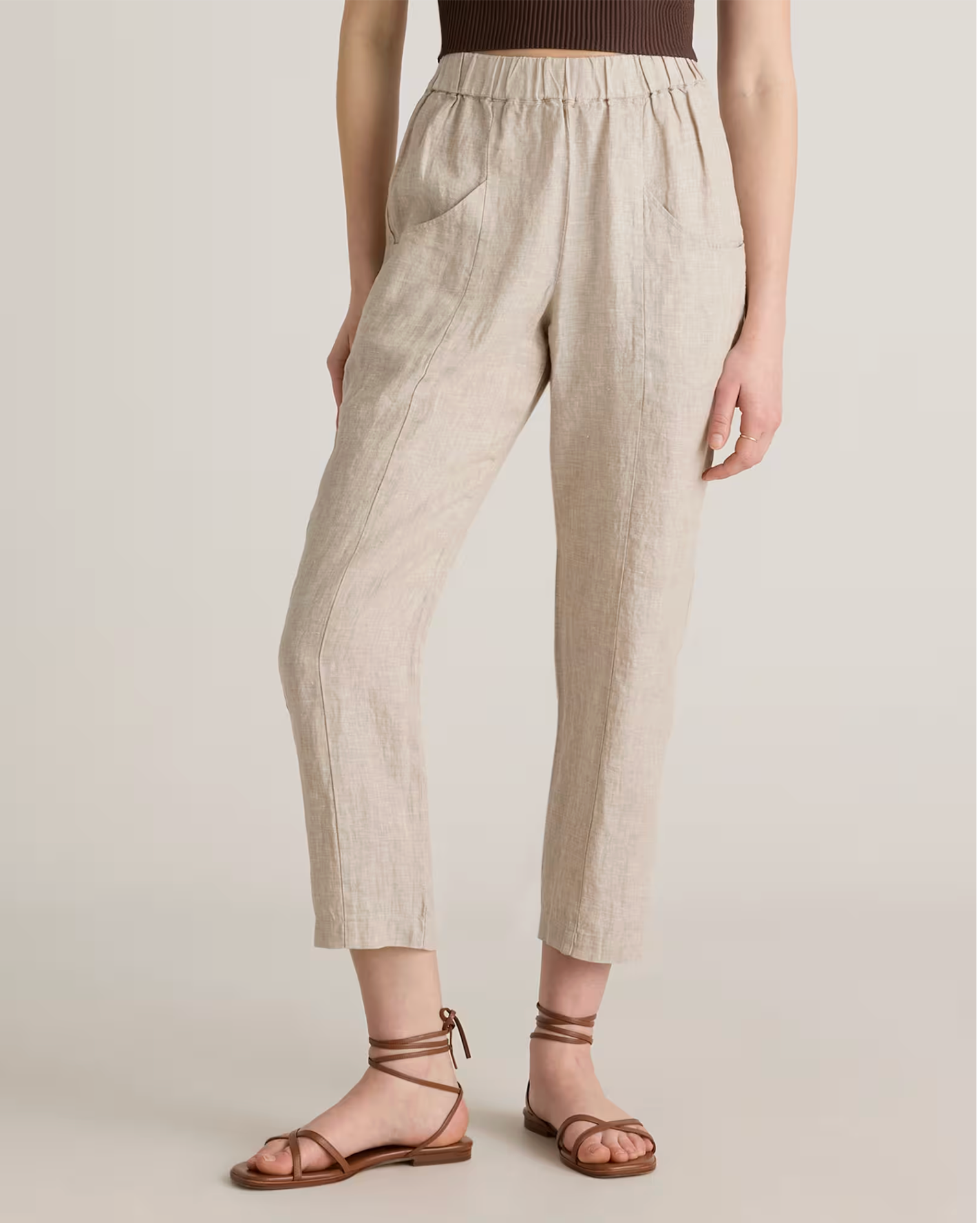 European Linen Tapered Ankle Pants - Image 8