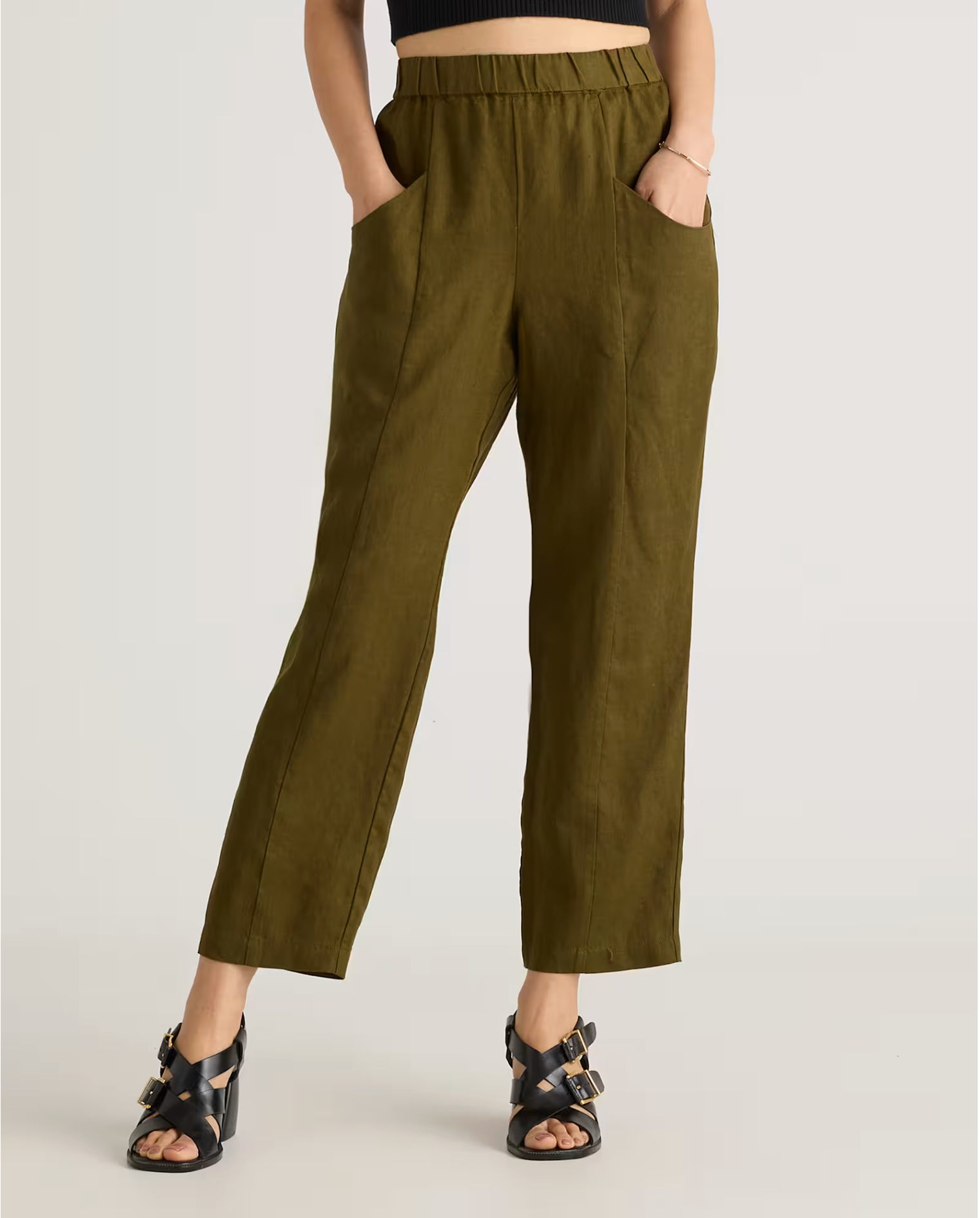 European Linen Tapered Ankle Pants - Image 9
