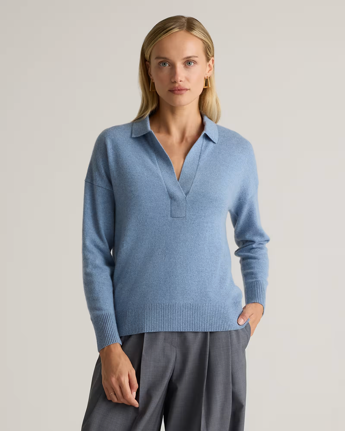 Mongolian Cashmere Polo Sweater - Image 12