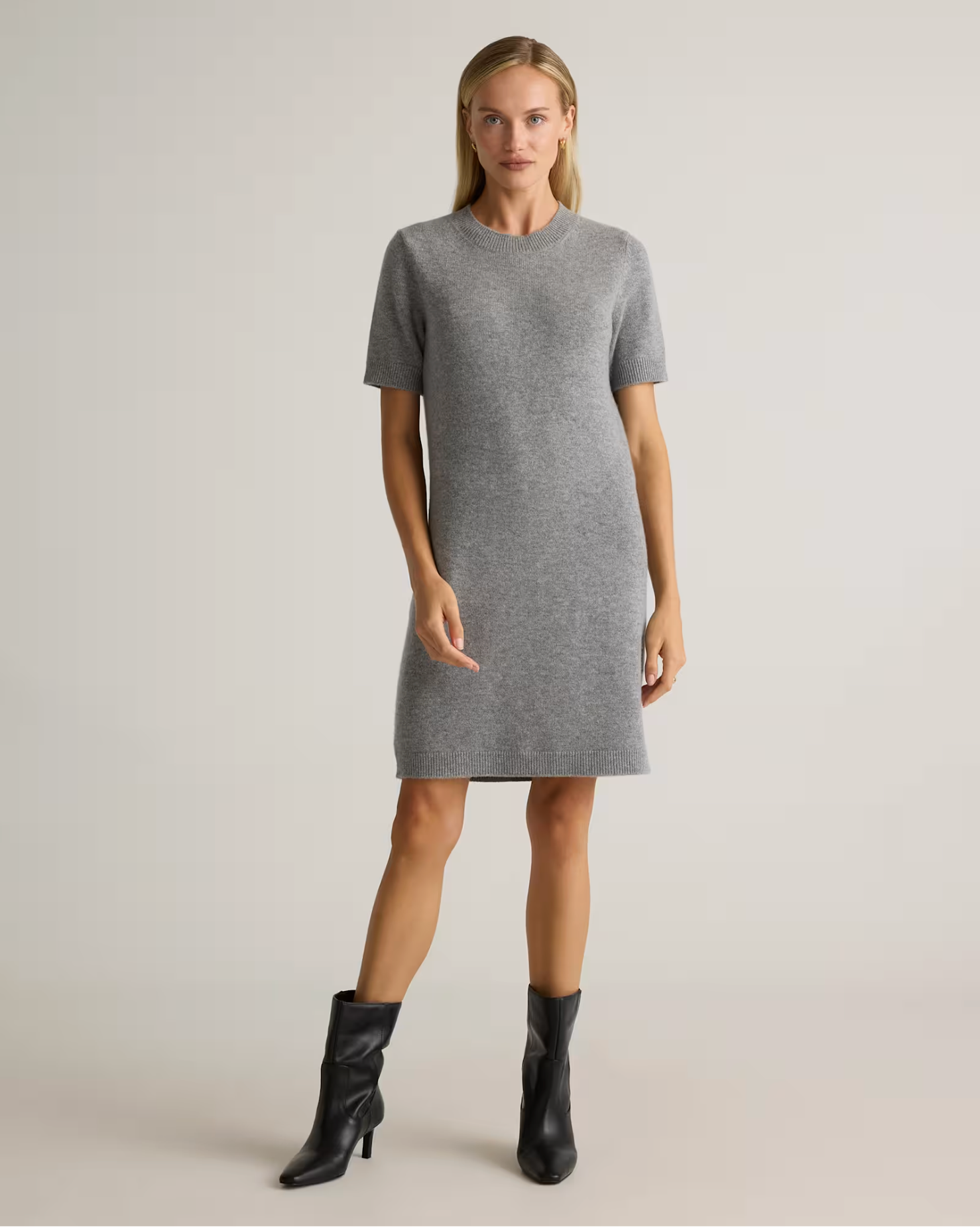 Mongolian Cashmere Short Sleeve Mini Dress - Image 7
