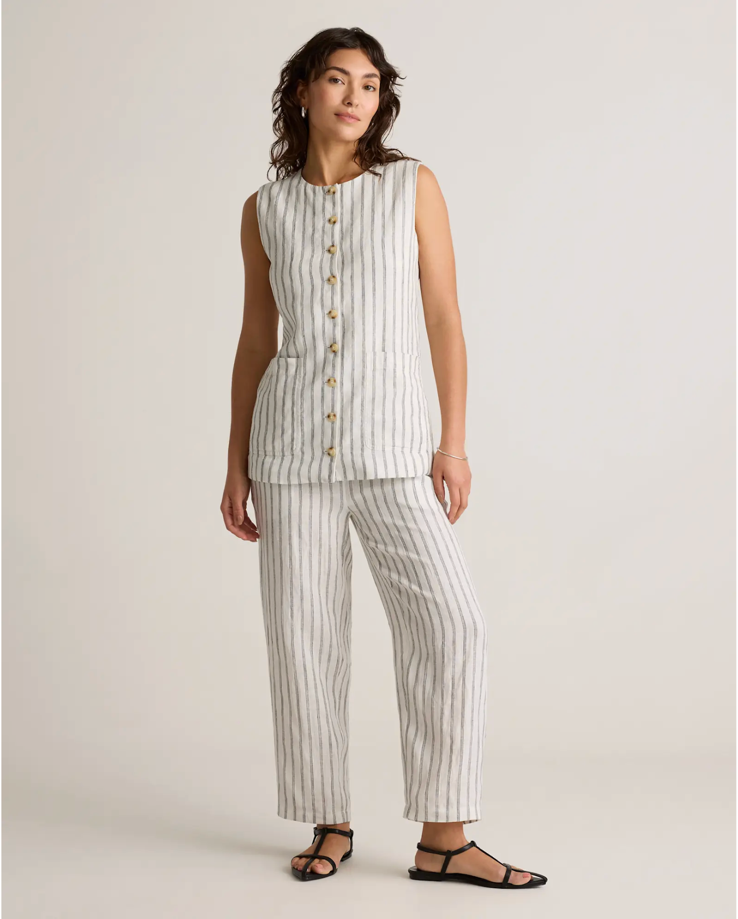 European Linen Longline Vest - Image 2