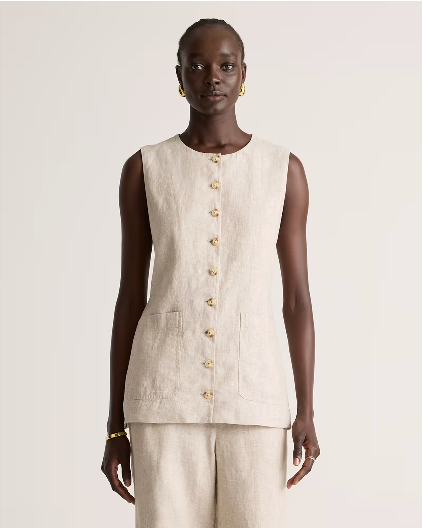 European Linen Longline Vest - Image 10