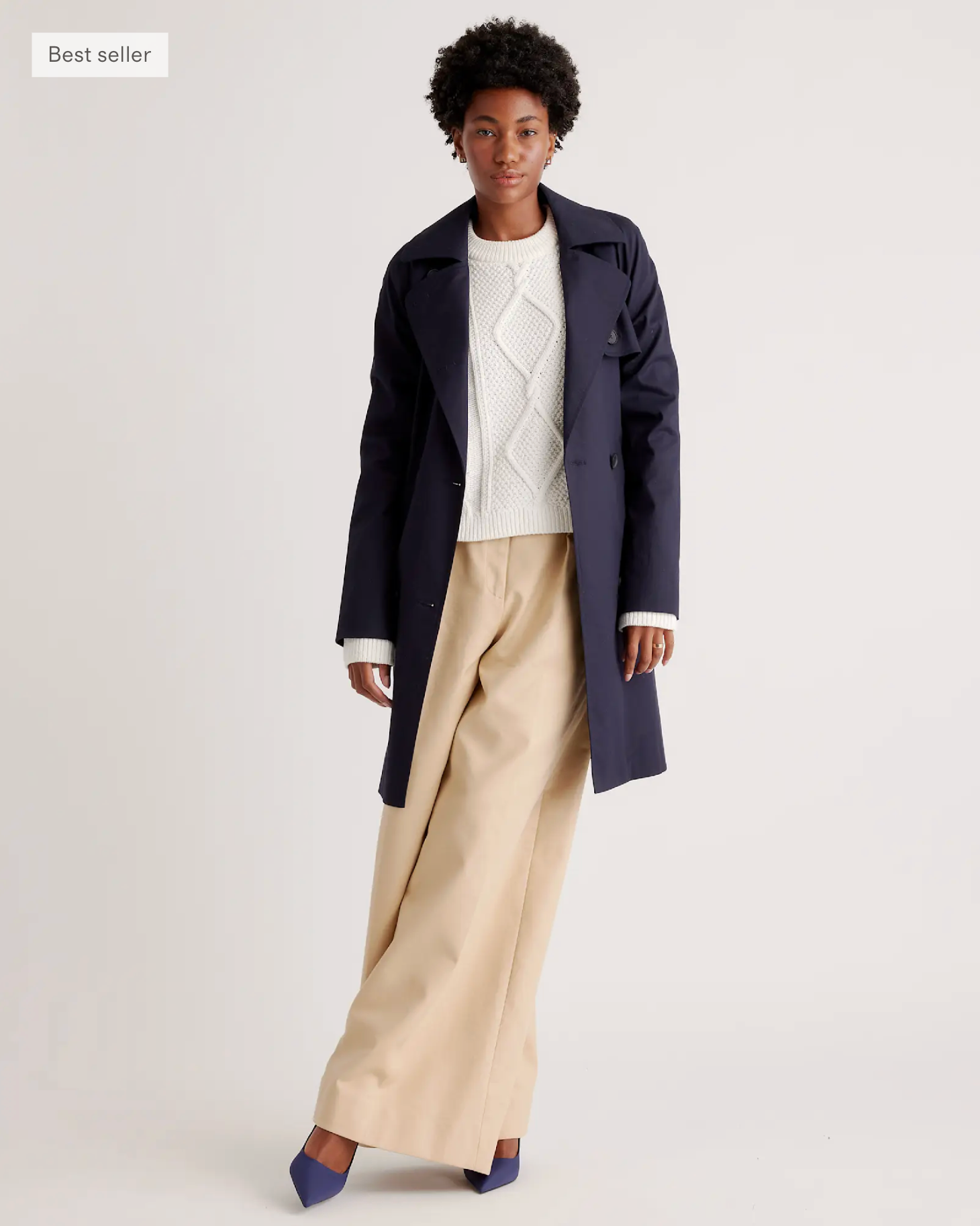 Organic Cotton Cropped Cable Crew Sweater - Image 4