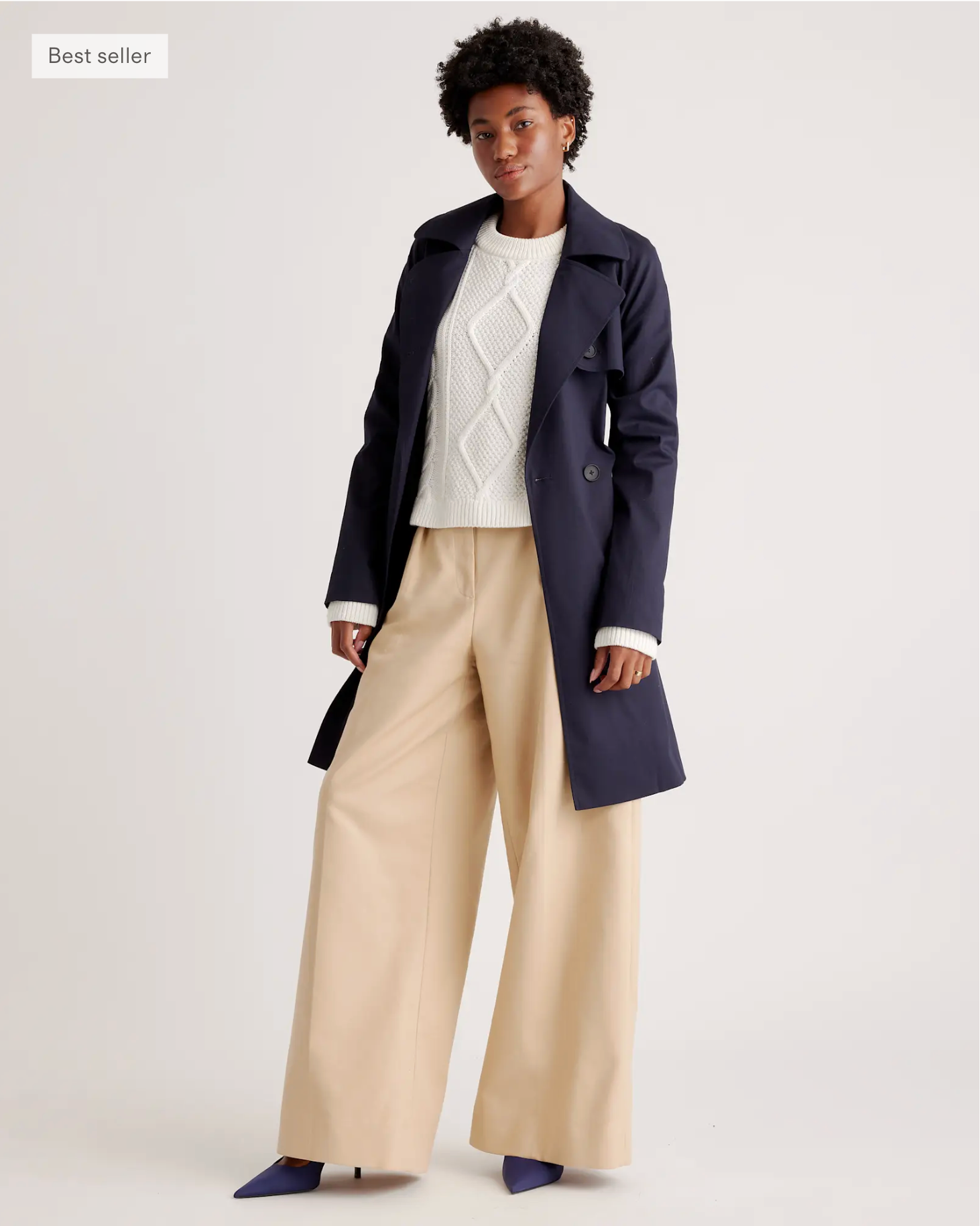 Organic Cotton Cropped Cable Crew Sweater - Image 6