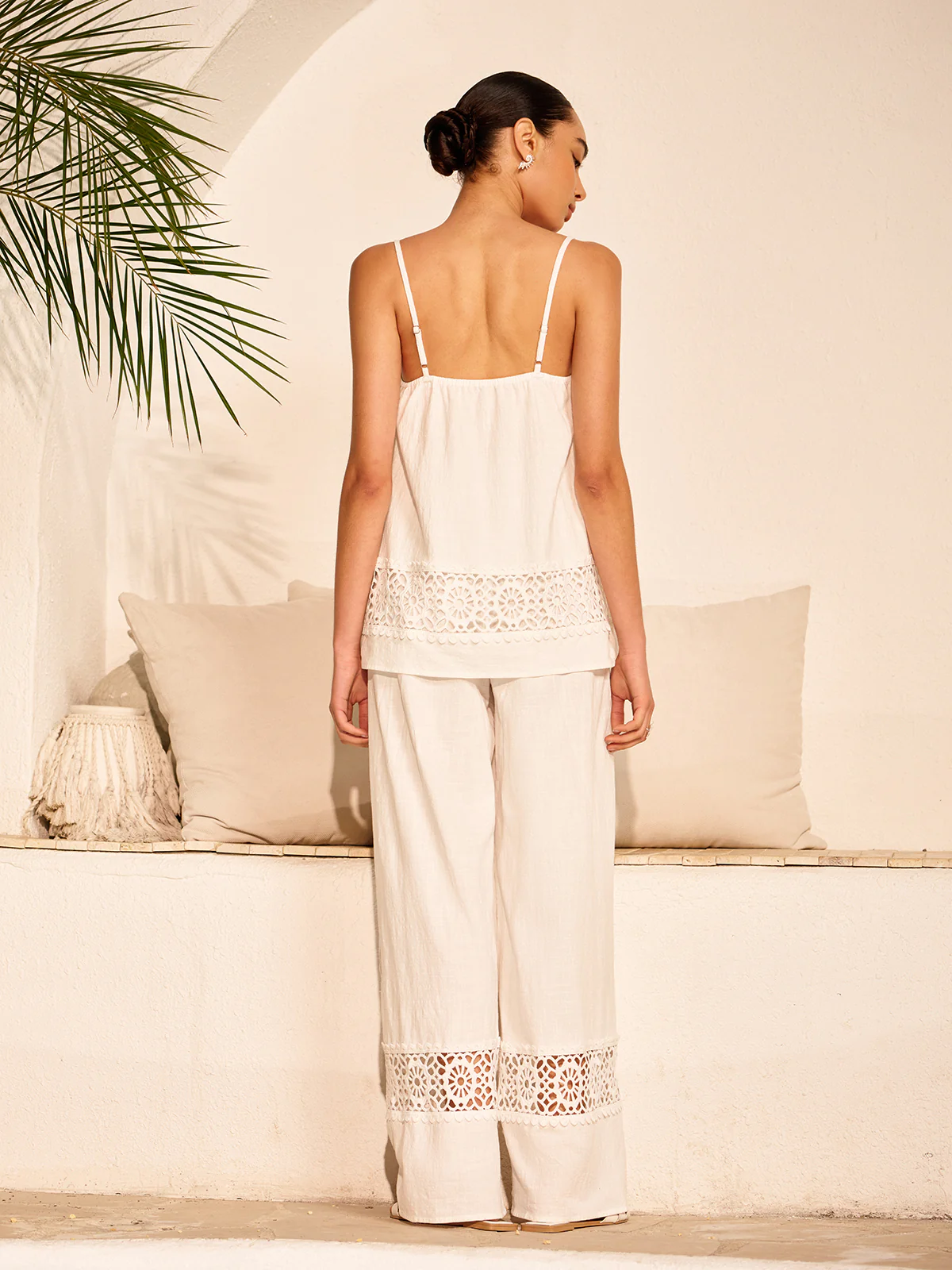 Cotton Pants Set With Lace Panels - Image 6