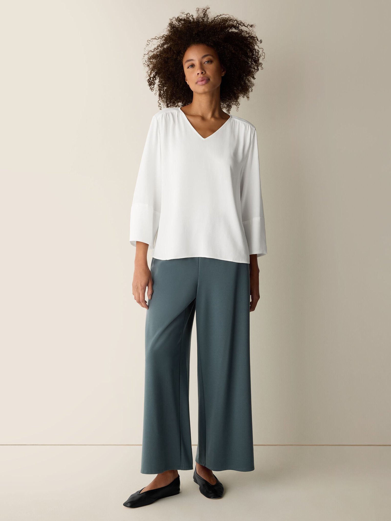 Silk Georgette Crepe V-Neck Top - Image 2