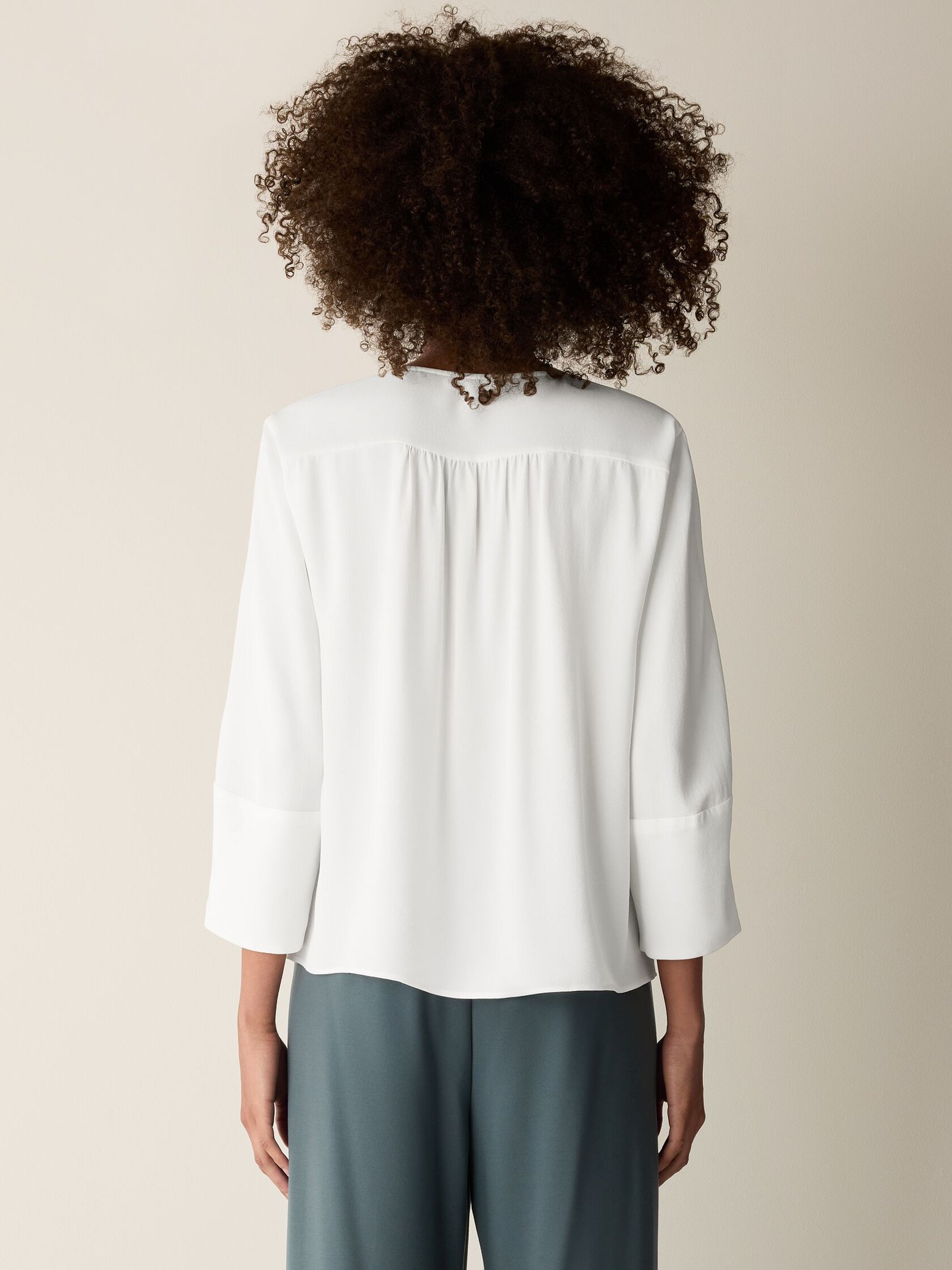 Silk Georgette Crepe V-Neck Top - Image 3