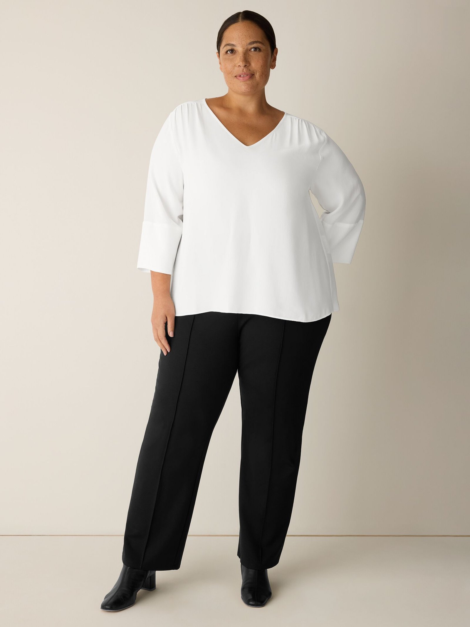 Silk Georgette Crepe V-Neck Top - Image 5