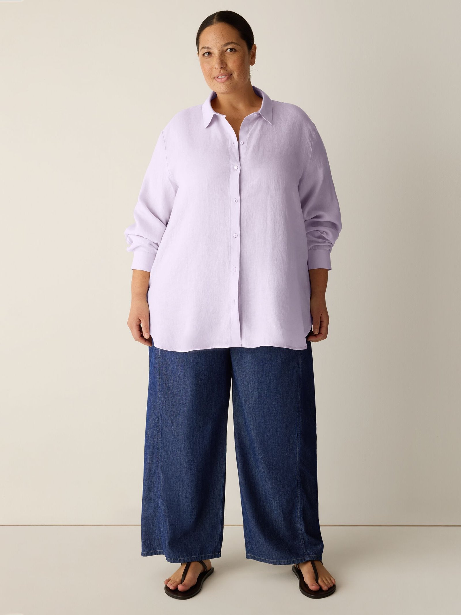 Organic Handkerchief Linen Classic Collar Shirt - Image 18