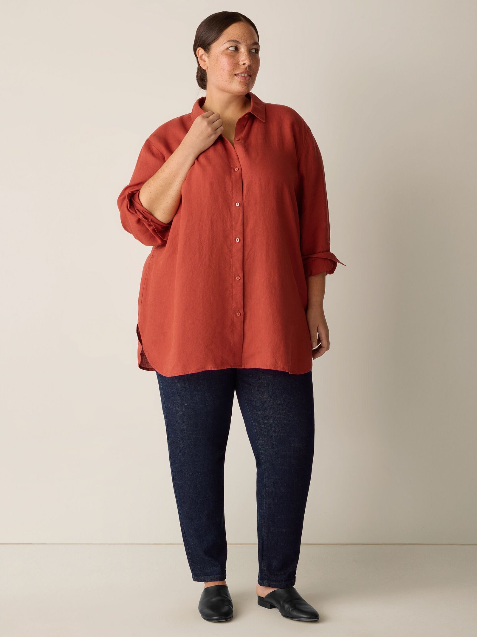 Organic Handkerchief Linen Classic Collar Shirt - Image 5