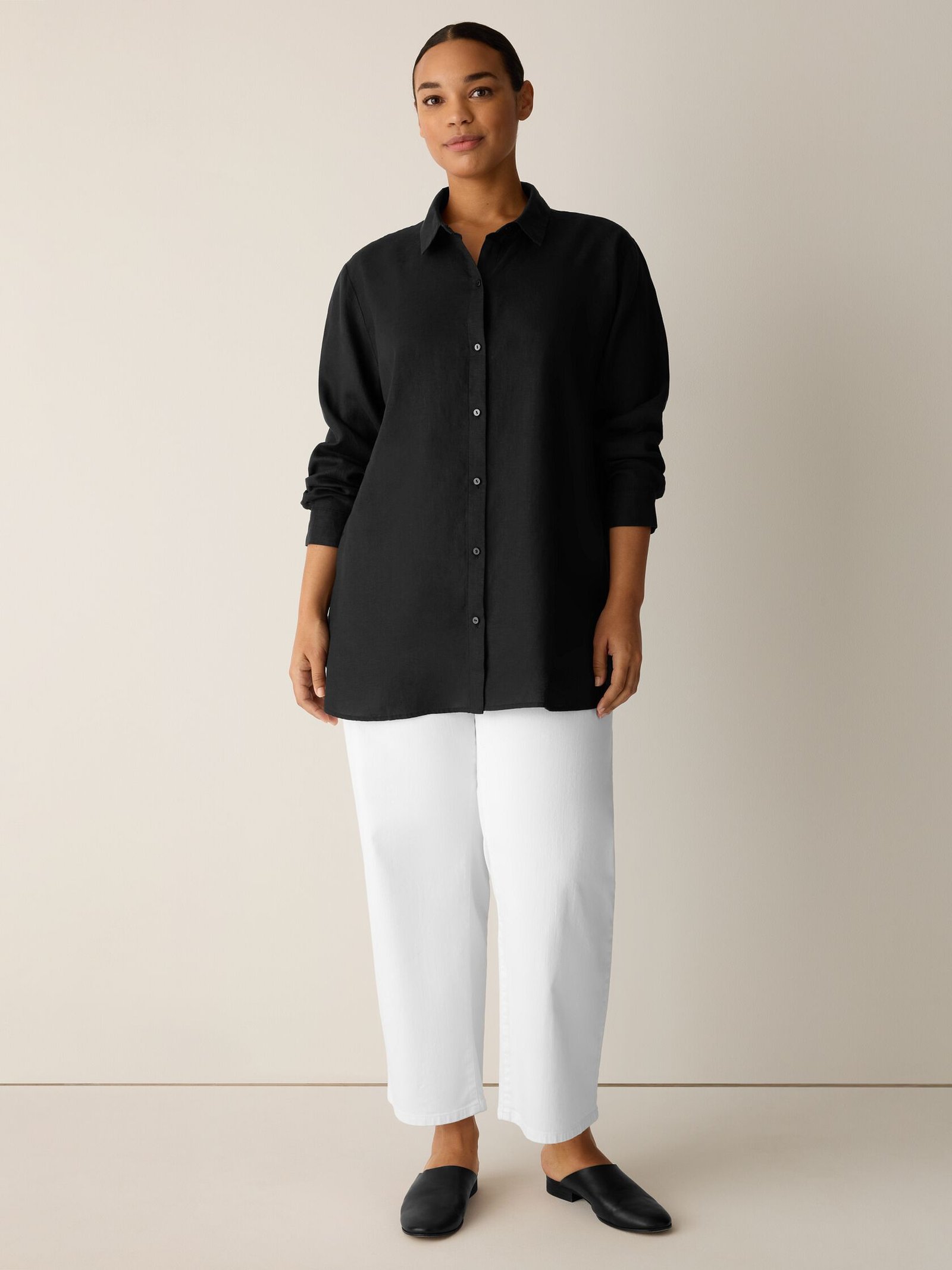 Organic Handkerchief Linen Classic Collar Shirt - Image 8