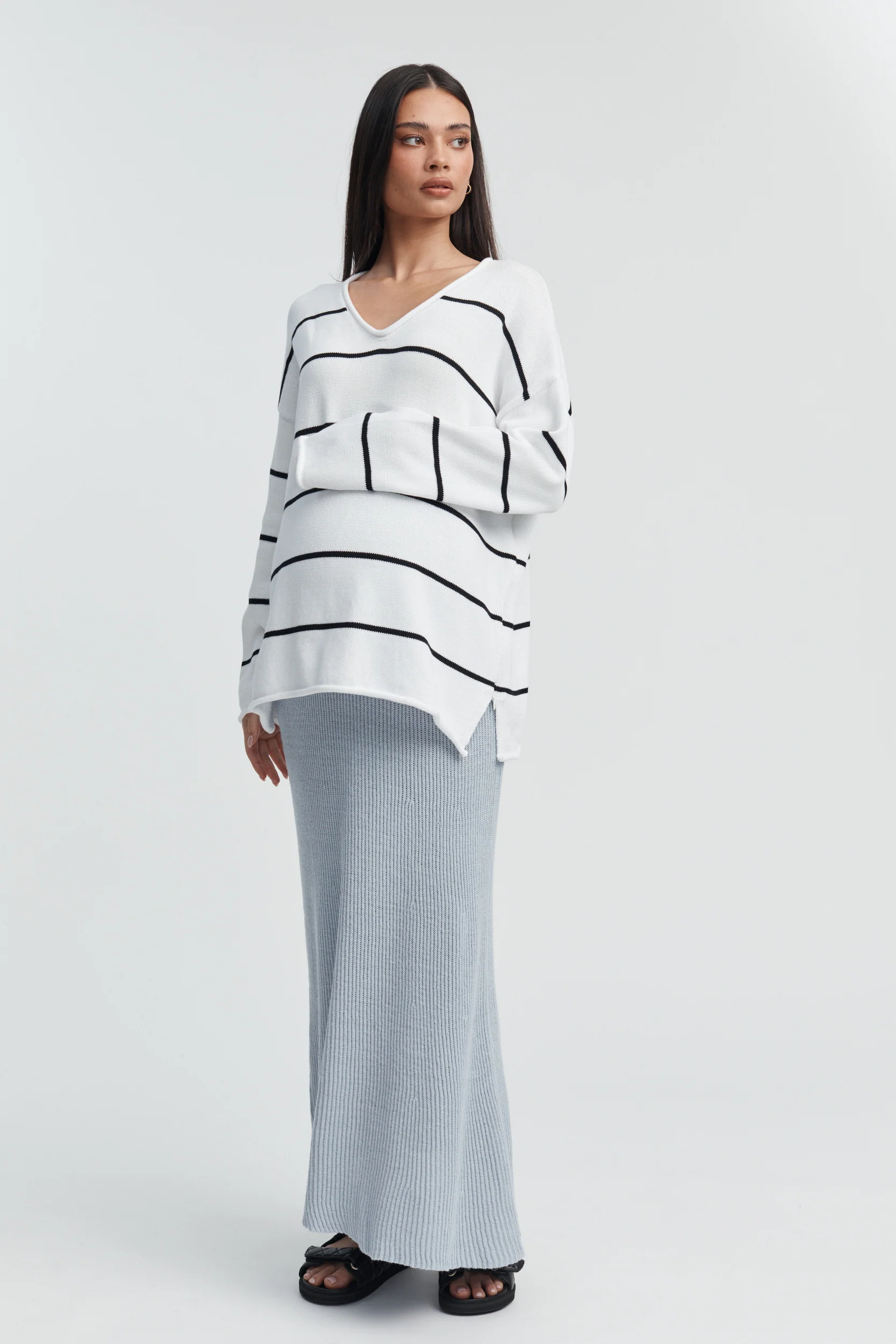 Stripe V Neck Knit Jumper - Image 11