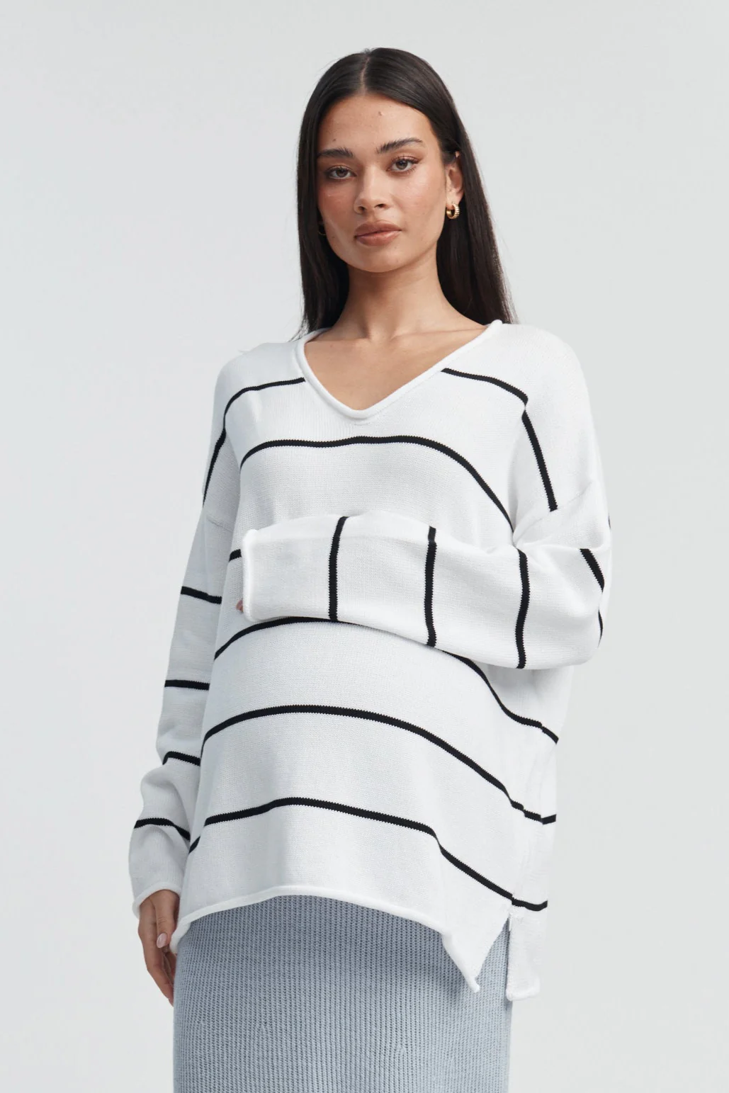 Stripe V Neck Knit Jumper - Image 12