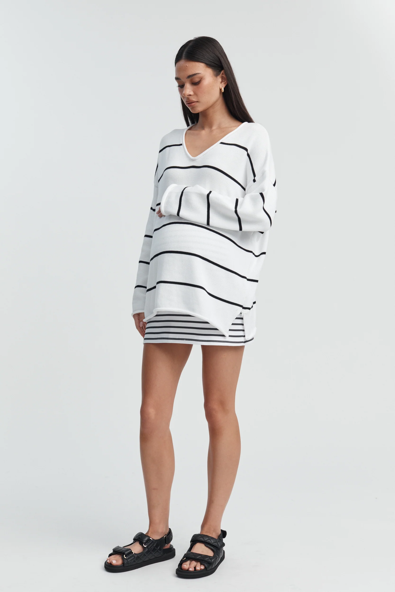 Stripe V Neck Knit Jumper - Image 15