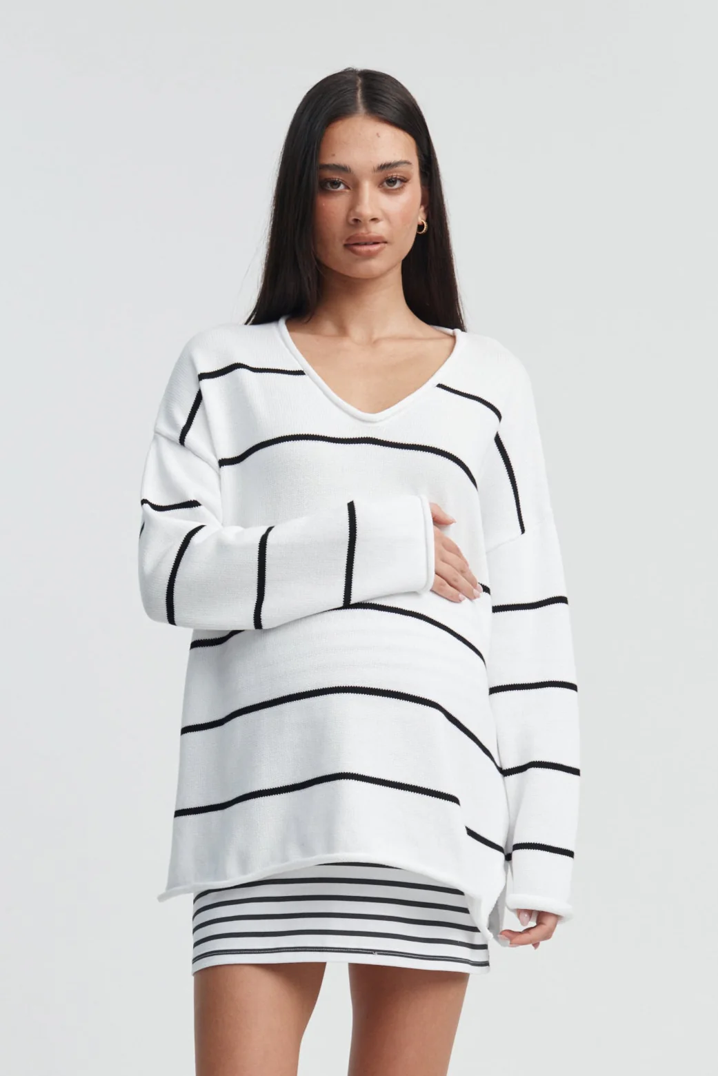 Stripe V Neck Knit Jumper - Image 16