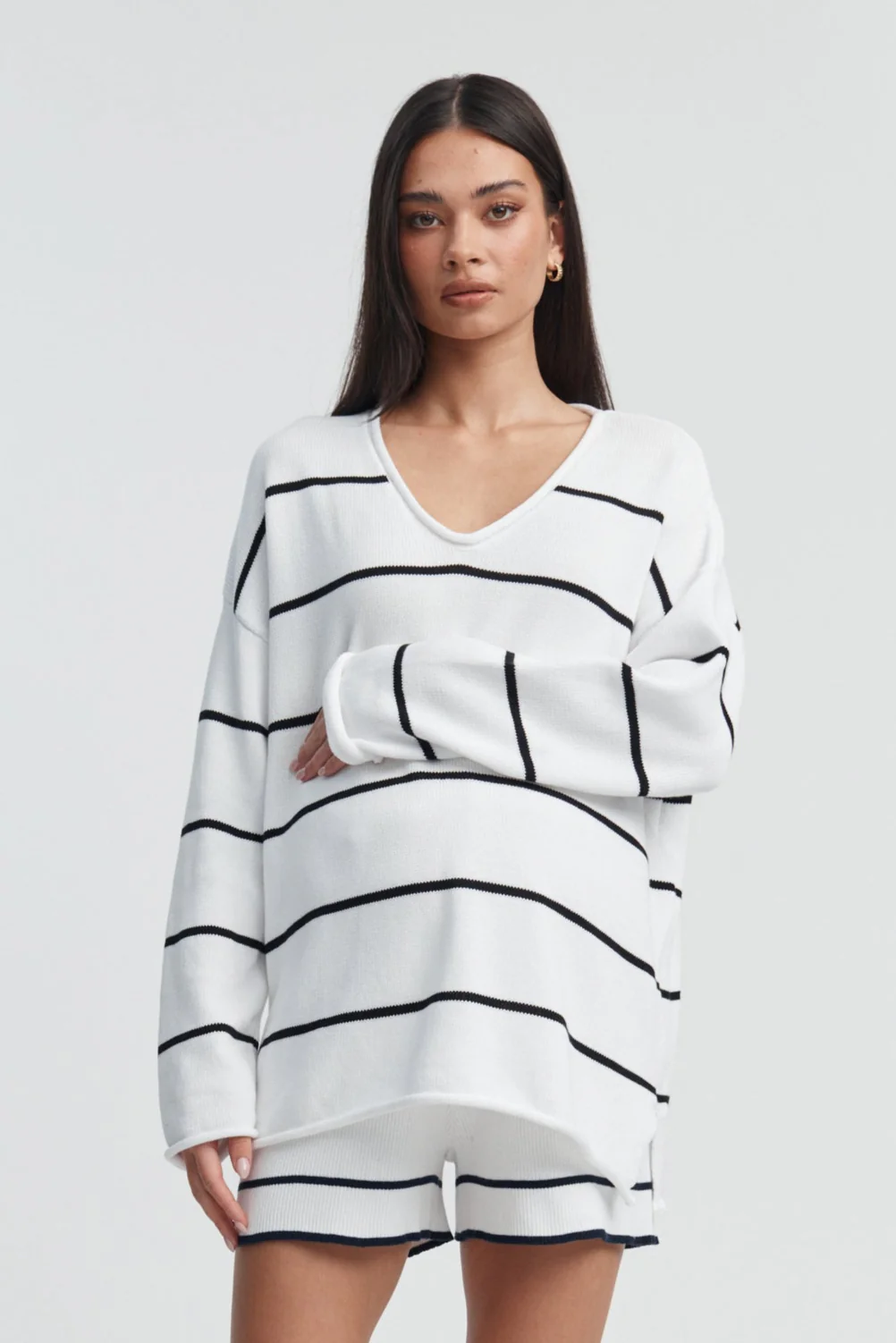 Stripe V Neck Knit Jumper - Image 3