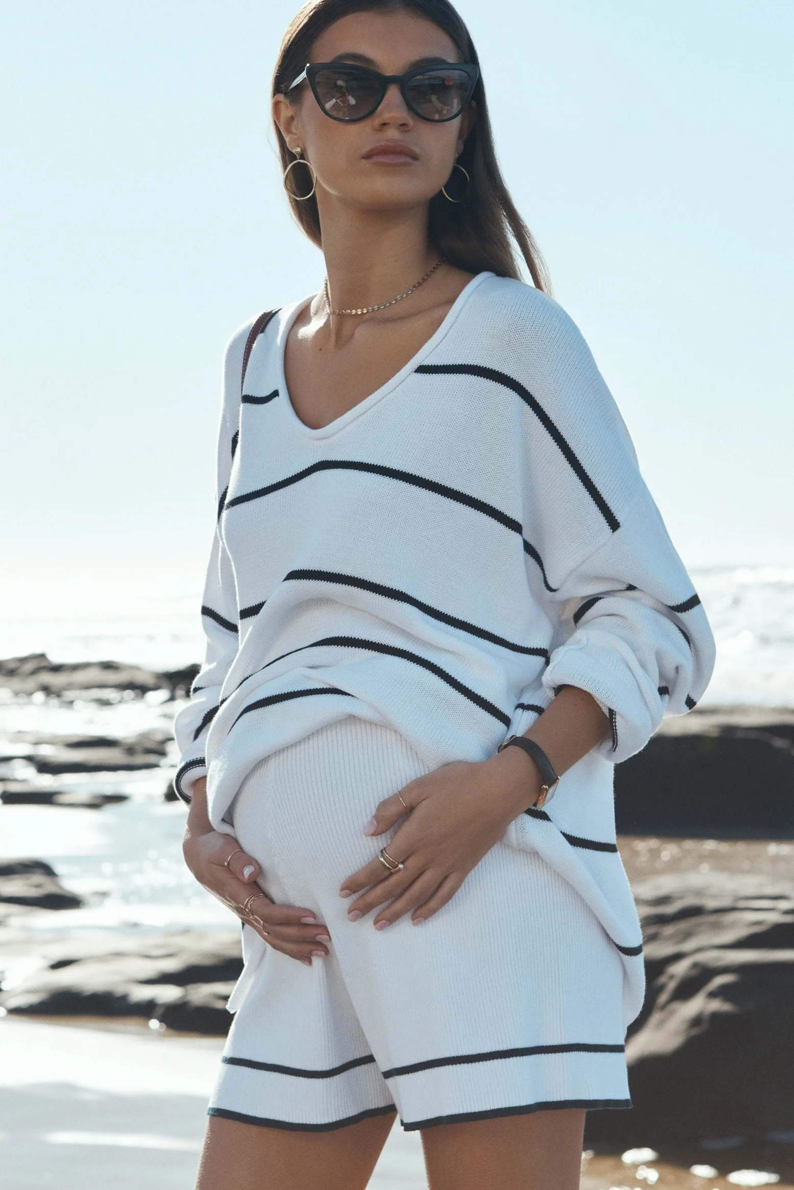 Stripe V Neck Knit Jumper - Image 4