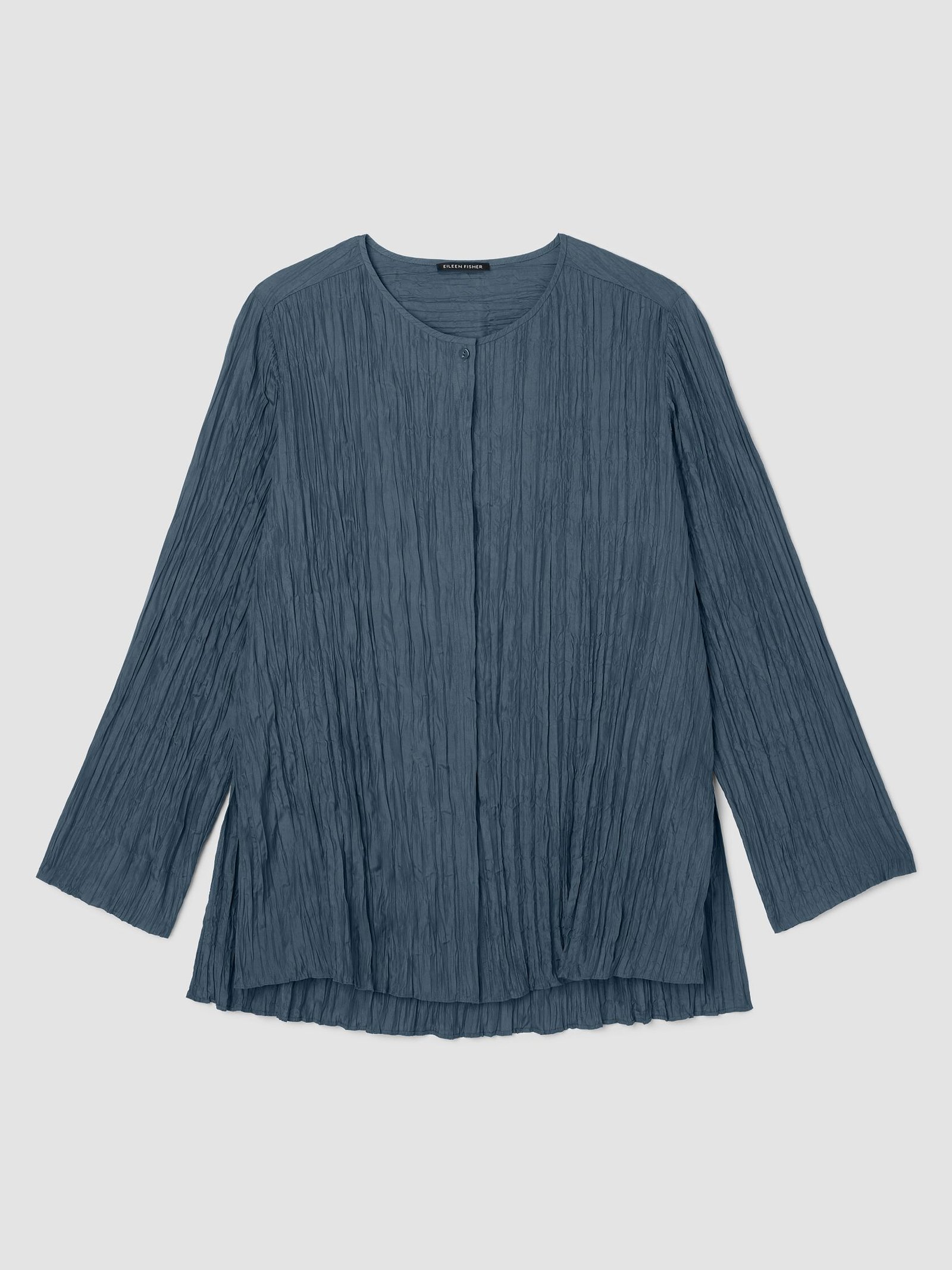 Crinkle Silk Habutai Round Neck Shirt - Image 6