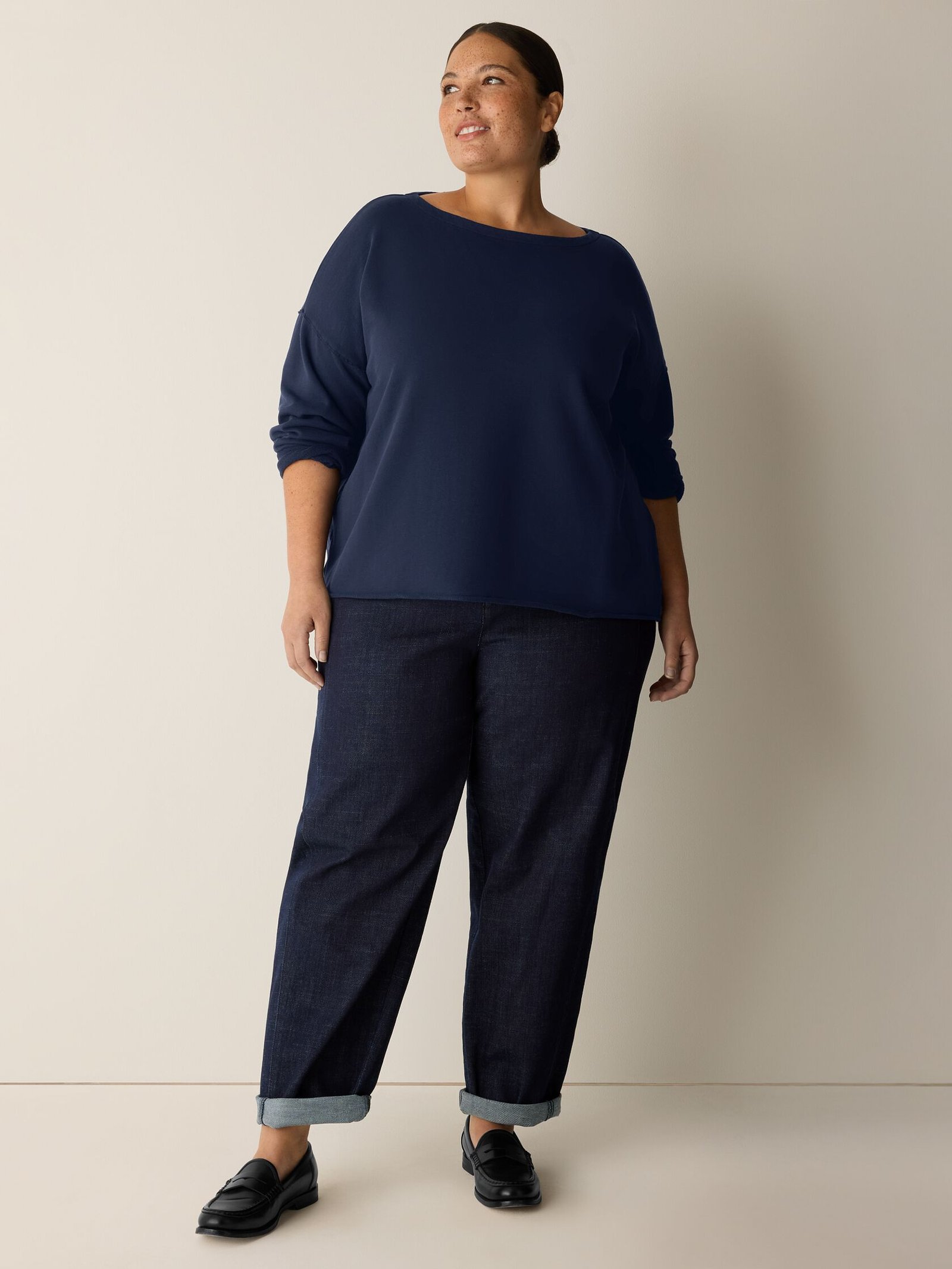 Garment-Dyed Organic Cotton Terry Bateau Neck Box-Top - Image 10