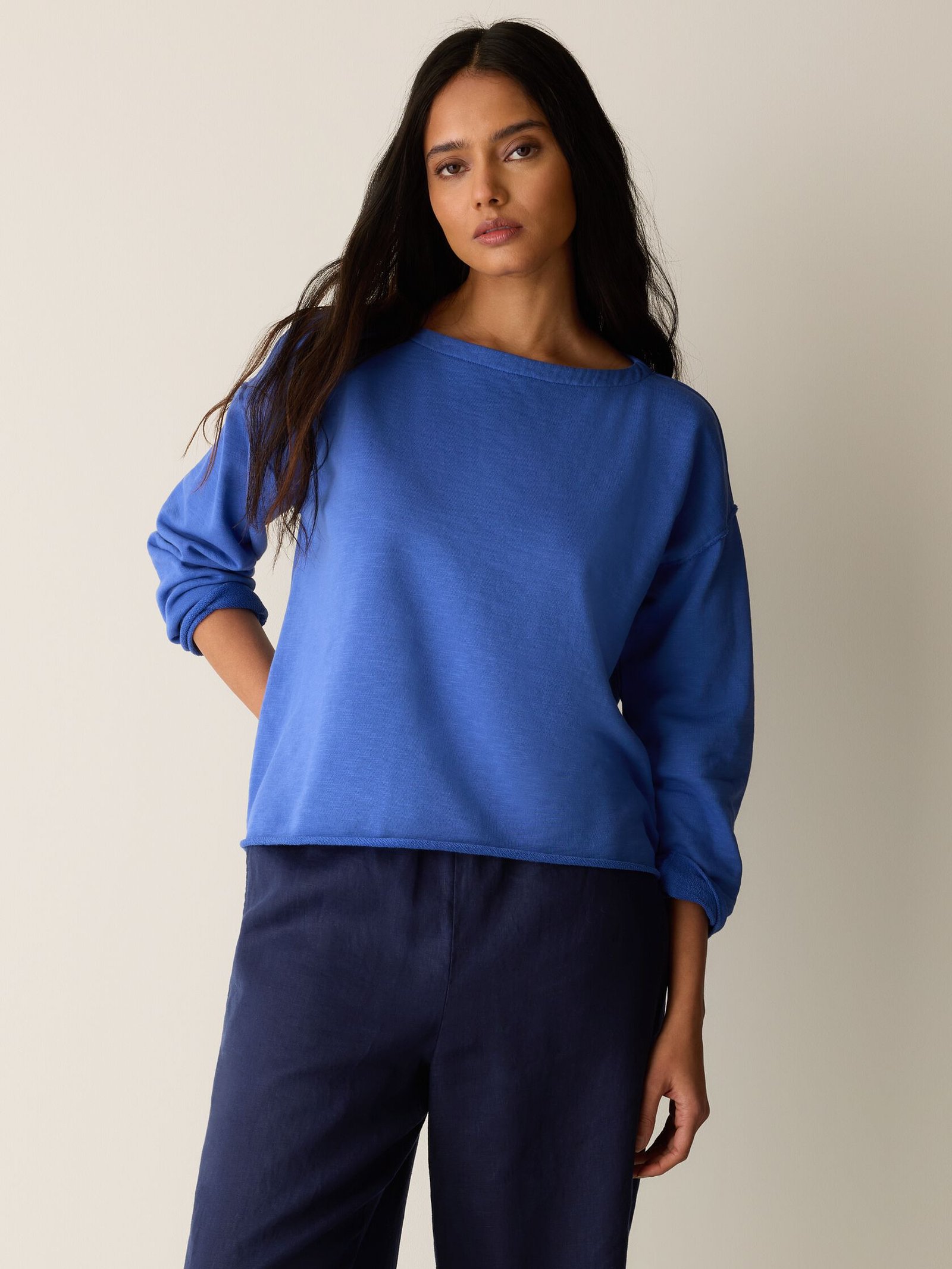 Garment-Dyed Organic Cotton Terry Bateau Neck Box-Top - Image 11