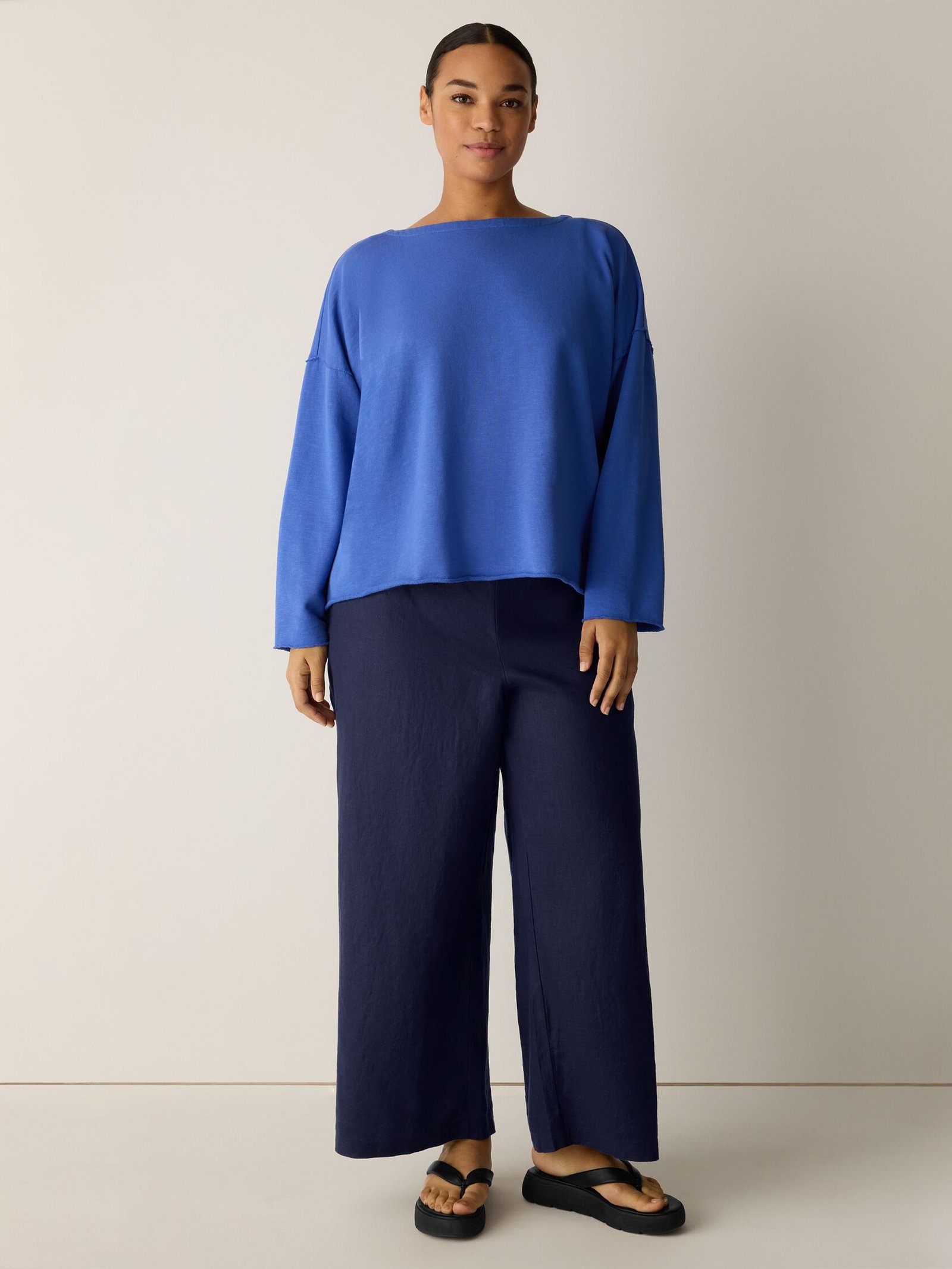 Garment-Dyed Organic Cotton Terry Bateau Neck Box-Top - Image 12