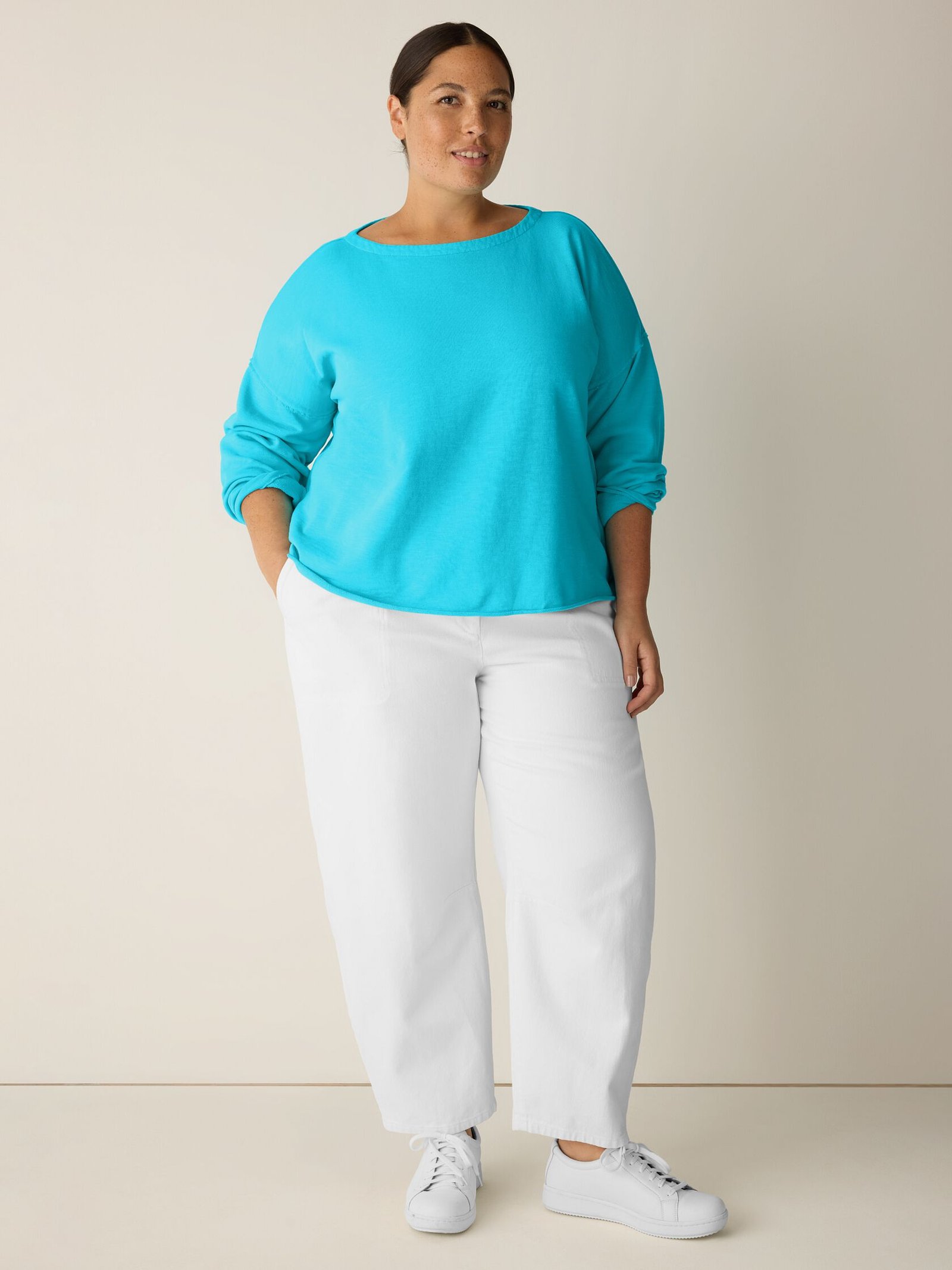 Garment-Dyed Organic Cotton Terry Bateau Neck Box-Top - Image 14