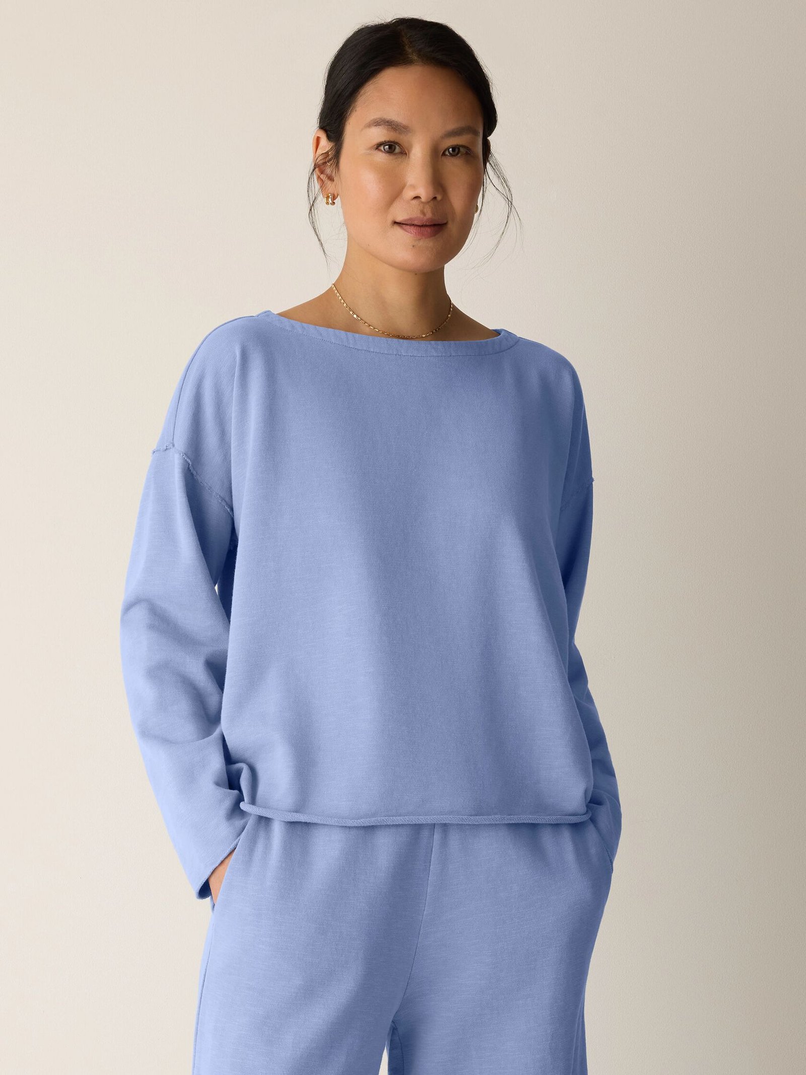 Garment-Dyed Organic Cotton Terry Bateau Neck Box-Top - Image 15