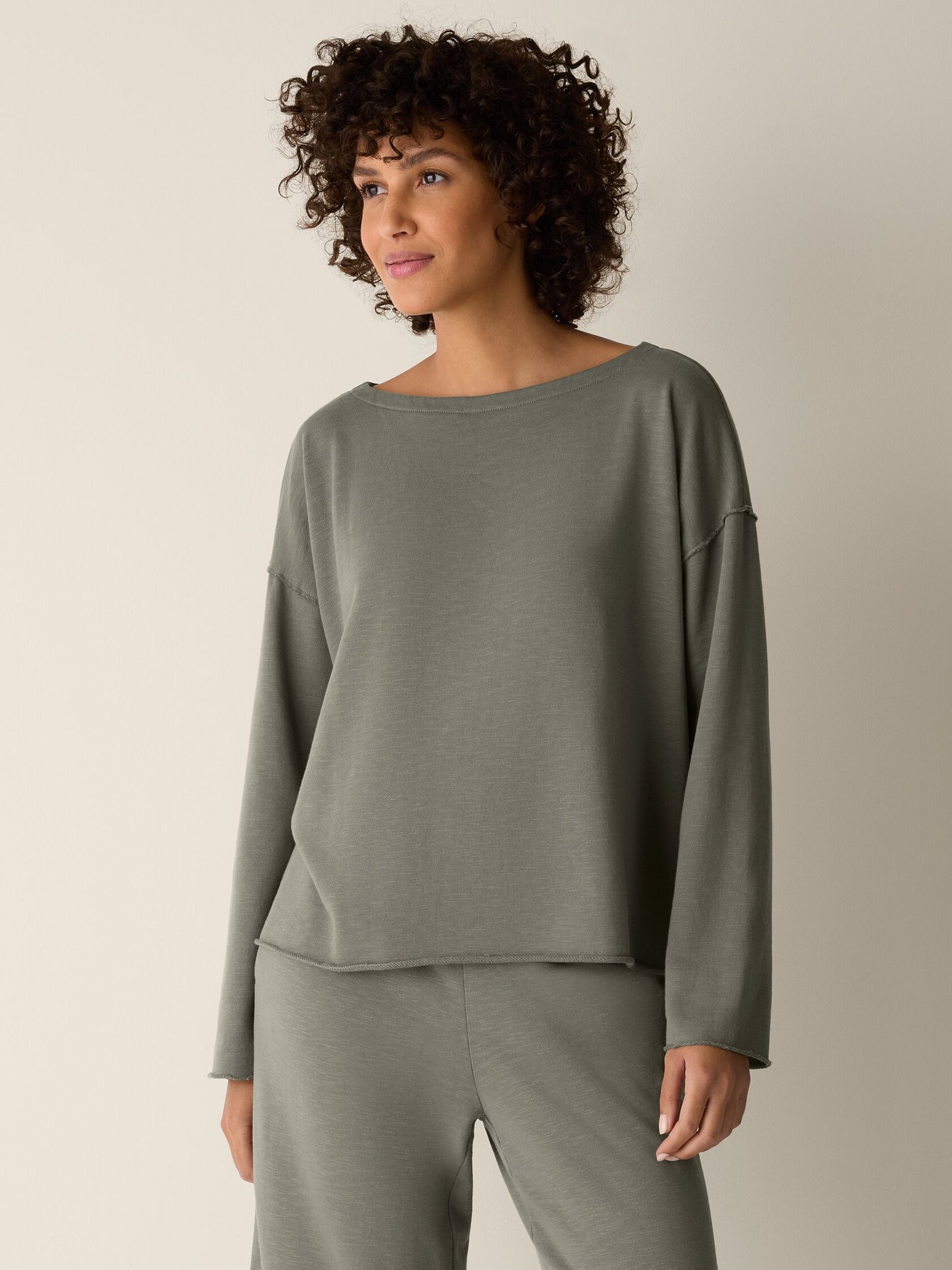 Garment-Dyed Organic Cotton Terry Bateau Neck Box-Top - Image 17