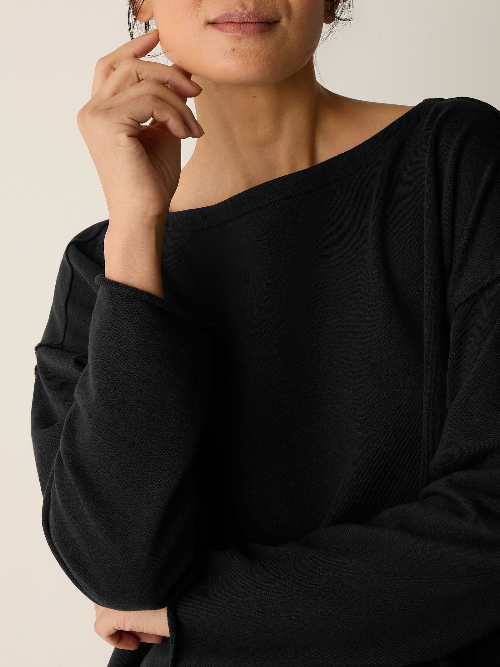 Garment-Dyed Organic Cotton Terry Bateau Neck Box-Top - Image 4