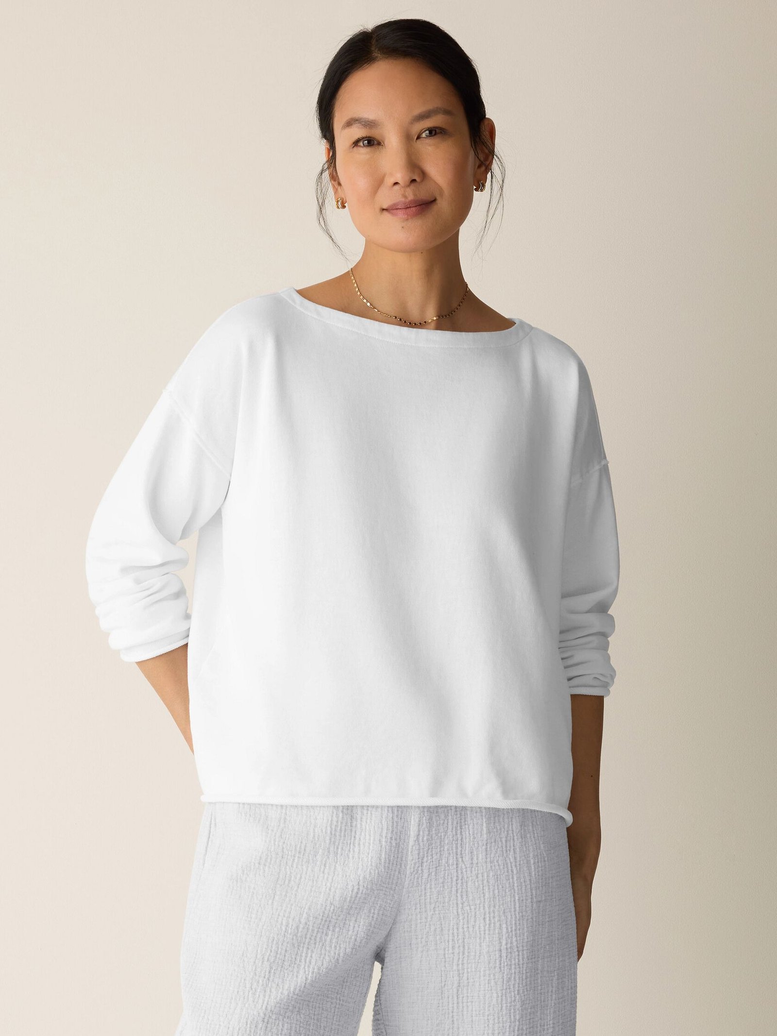 Garment-Dyed Organic Cotton Terry Bateau Neck Box-Top - Image 7