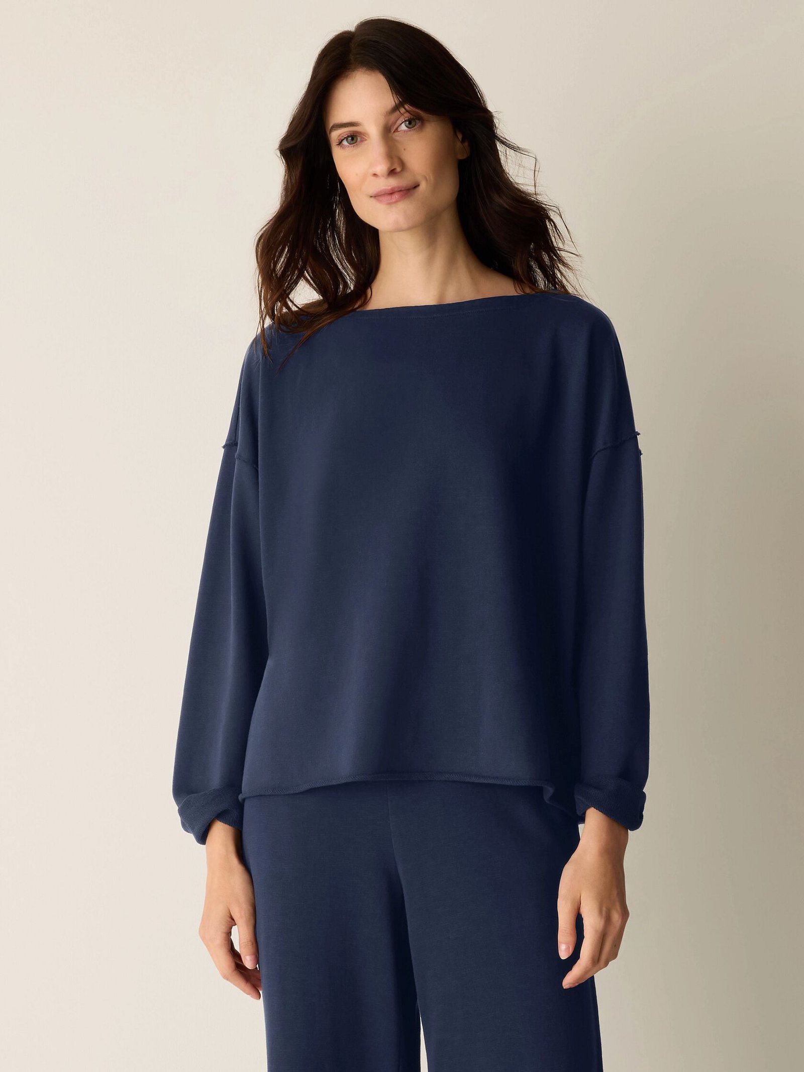 Garment-Dyed Organic Cotton Terry Bateau Neck Box-Top - Image 9