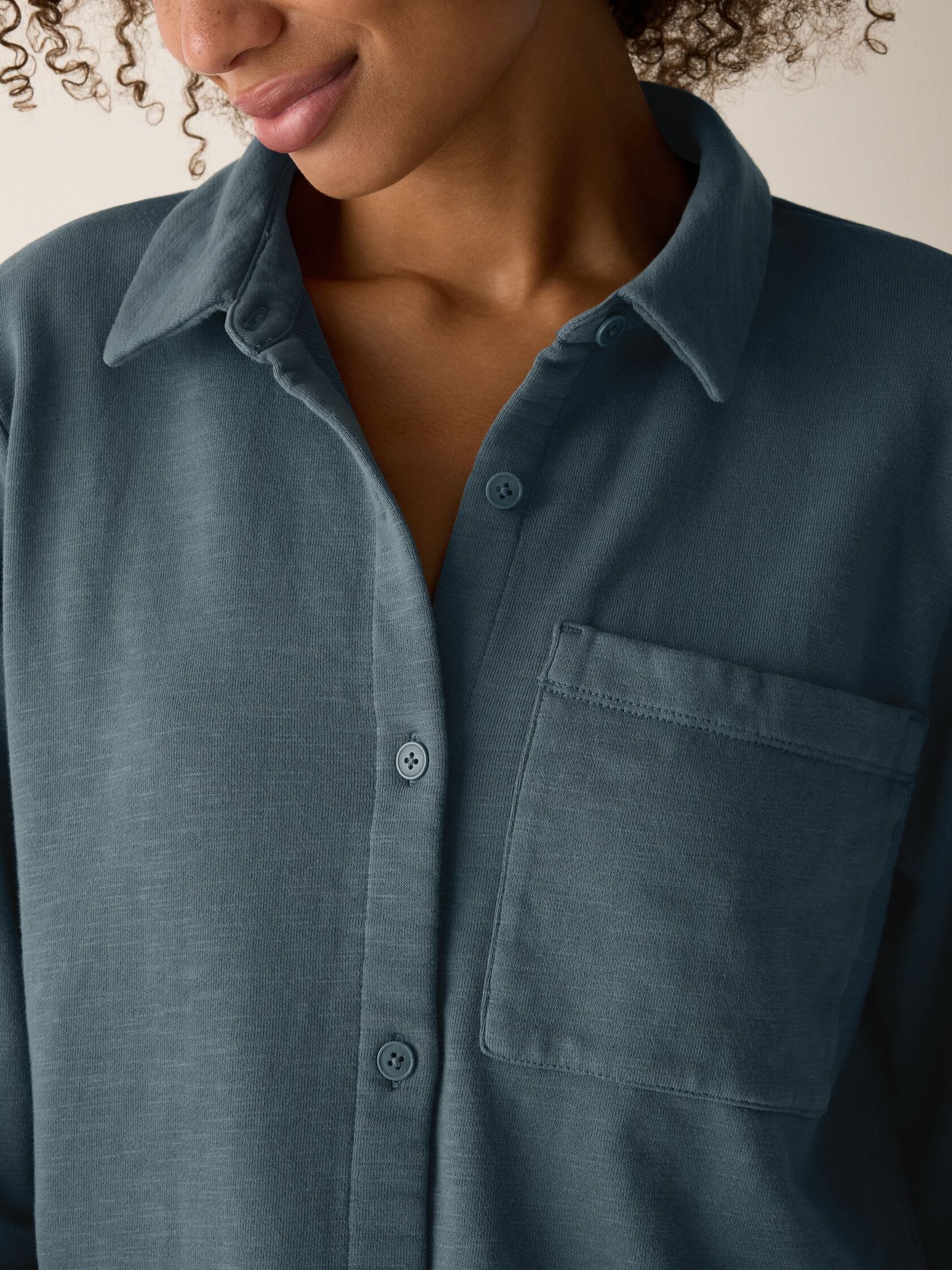Garment-Dyed Organic Cotton Terry Classic Collar Shirt - Image 4