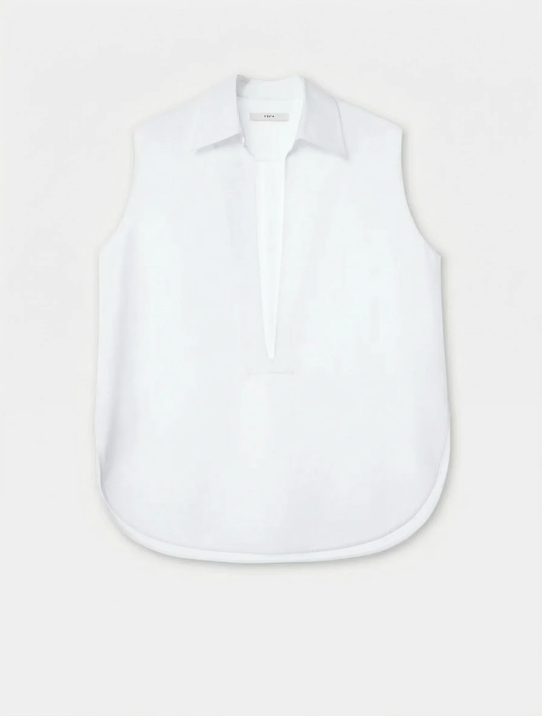 Cest M Pima Cotton-Linen Deep V Sleeveless Shirt - Image 6