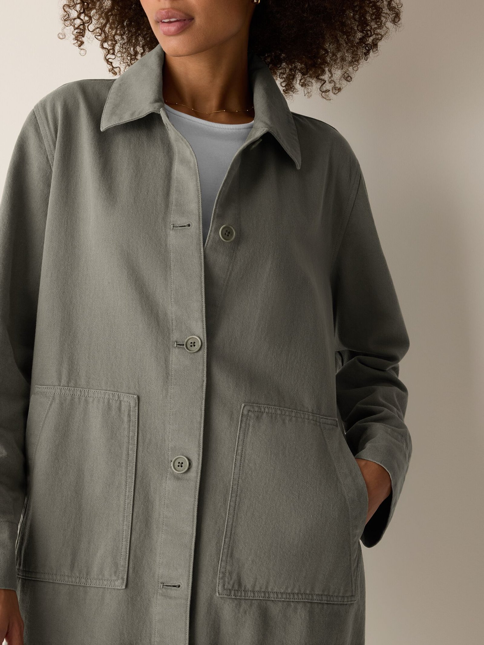 Garment-Dyed Utility Cotton Classic Collar Long Jacket - Image 4