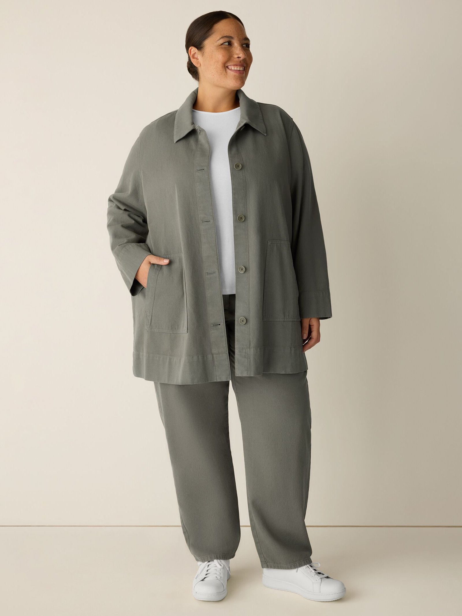 Garment-Dyed Utility Cotton Classic Collar Long Jacket - Image 5