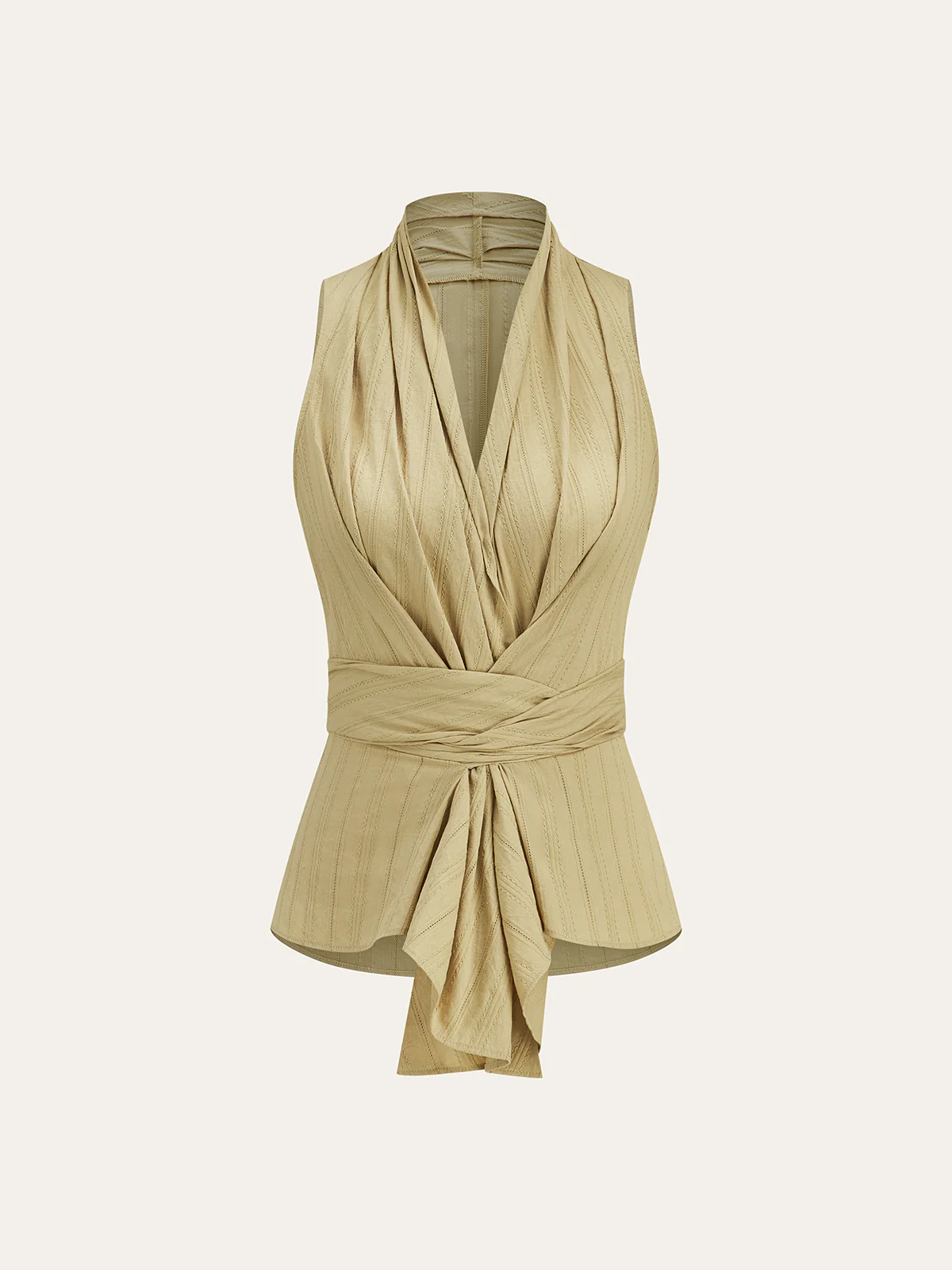 Cotton Draped Wrap Top With Back Bow - Image 7