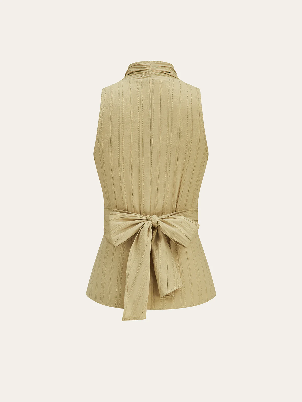 Cotton Draped Wrap Top With Back Bow - Image 8