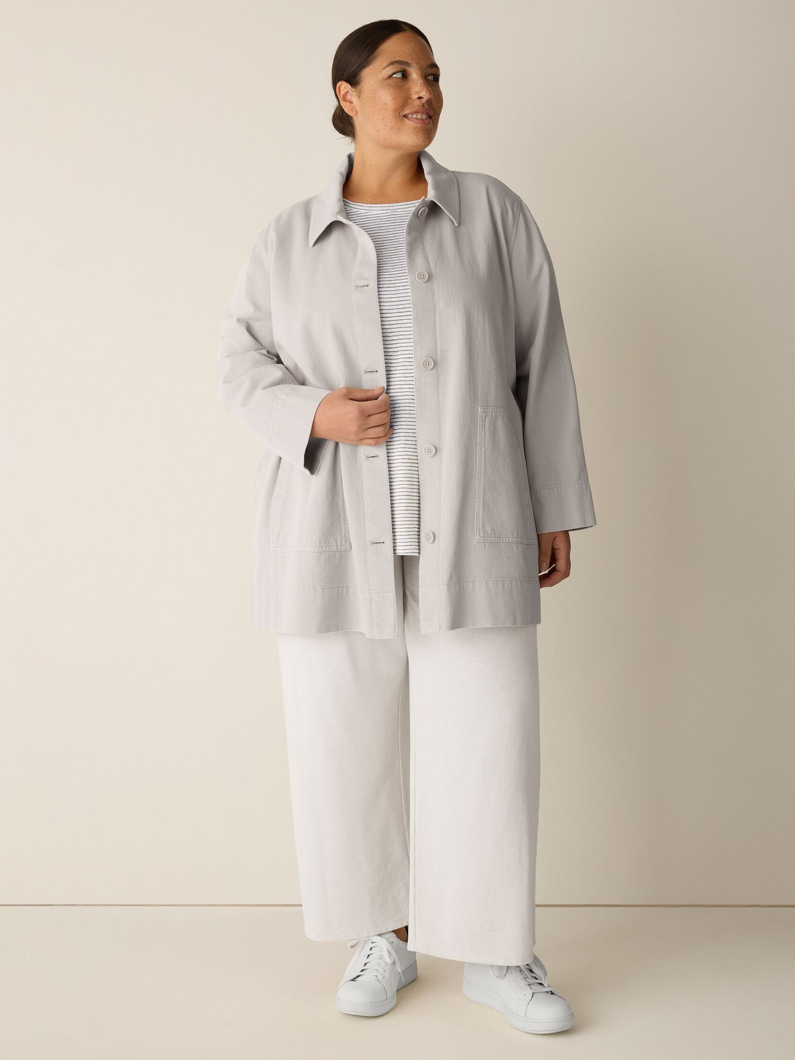 Garment-Dyed Utility Cotton Classic Collar Long Jacket - Image 9