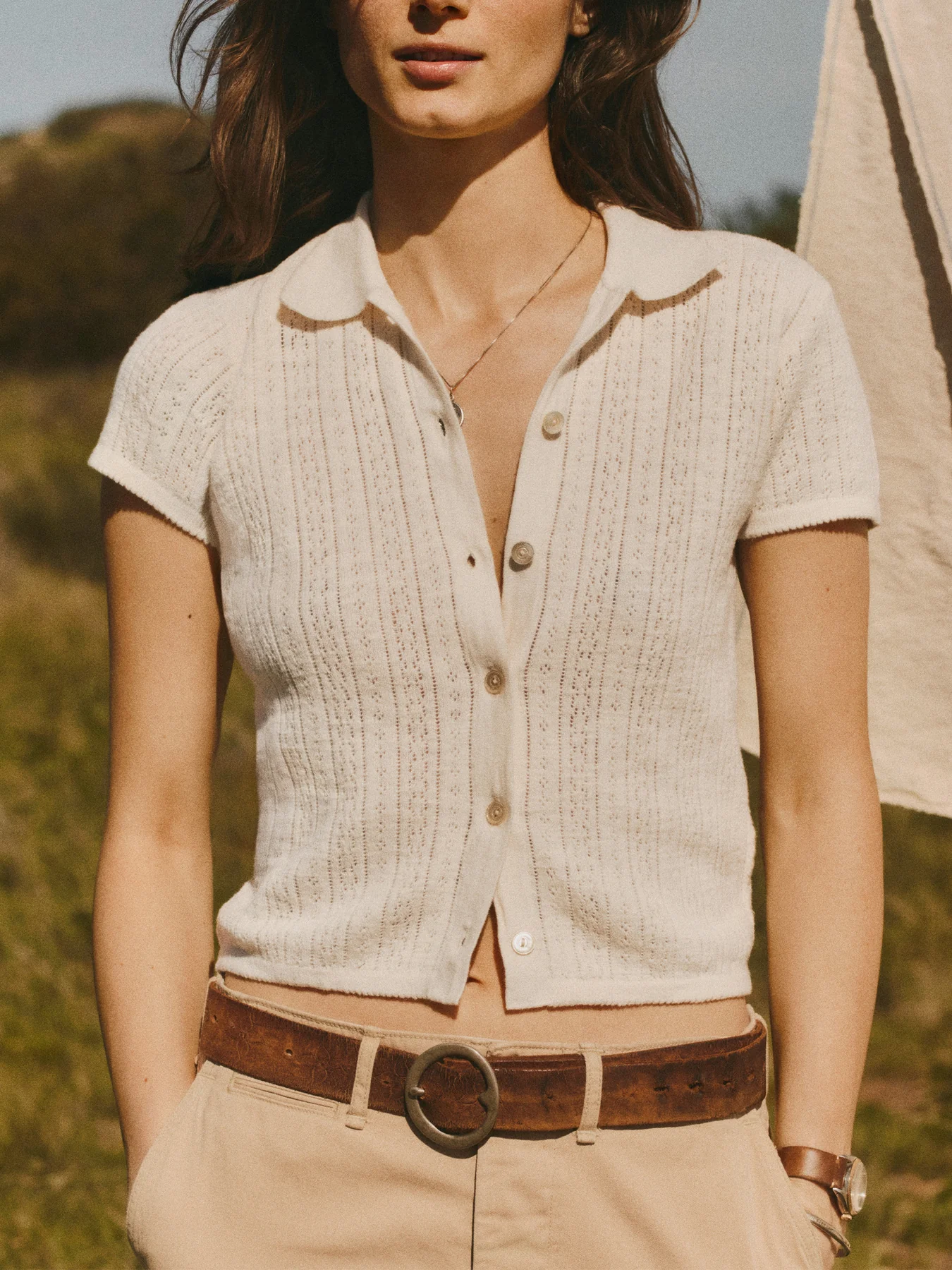 Coastal Linen Pointelle Polo - Image 2