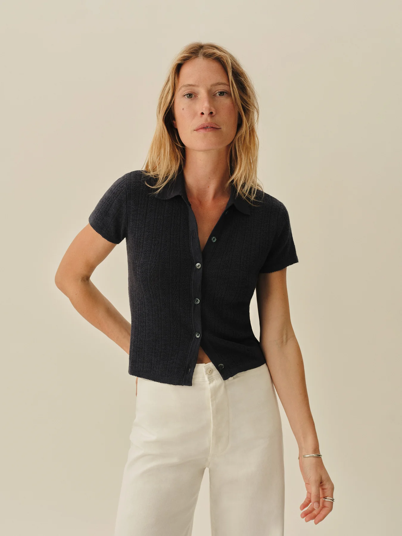 Coastal Linen Pointelle Polo - Image 8